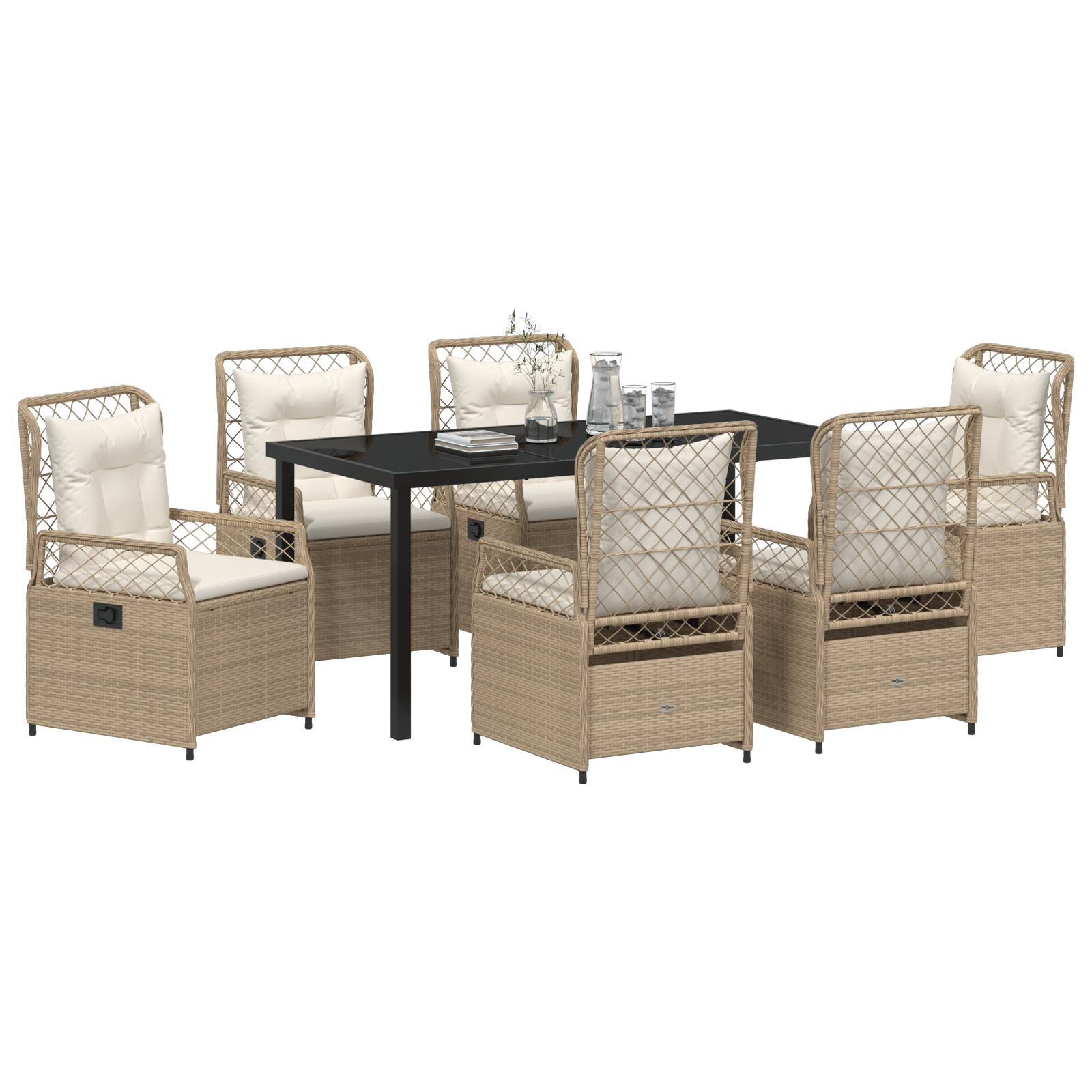 vidaXL 7-delige tuinset Beige Poly Rattan