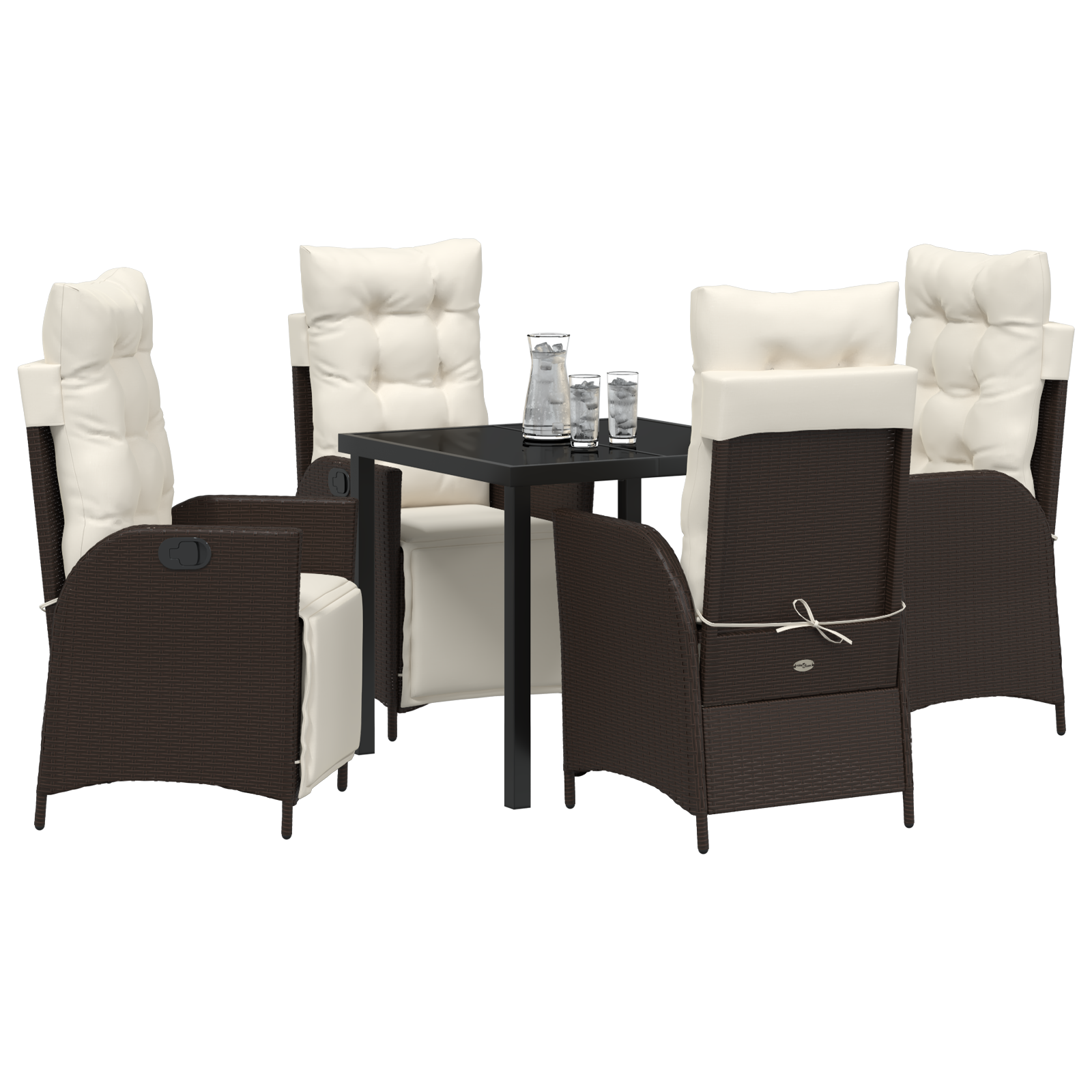 vidaXL 5-delige tuinset Bruin Poly Rattan
