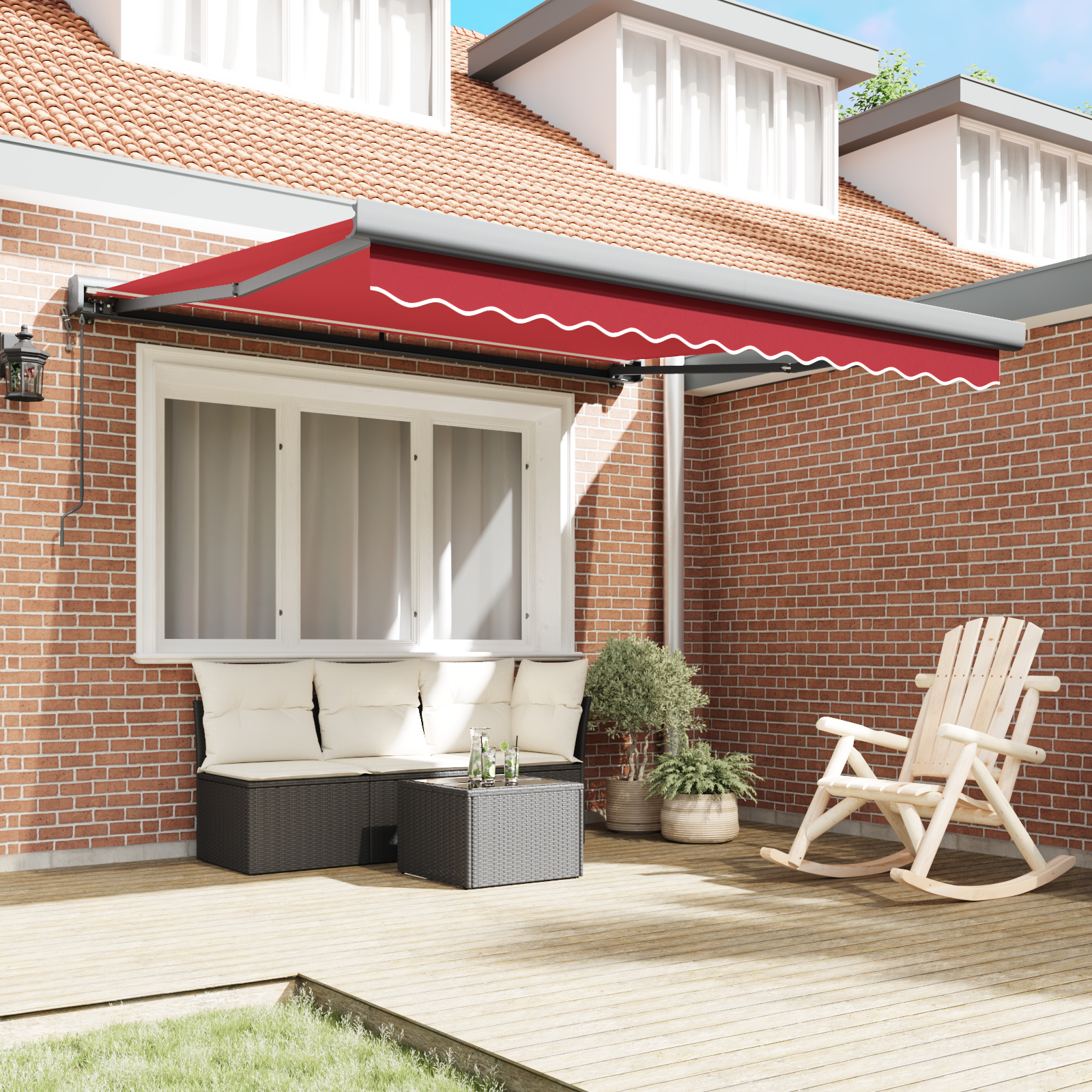vidaXL Luifel automatisch uitschuifbaar 300x250 cm rood