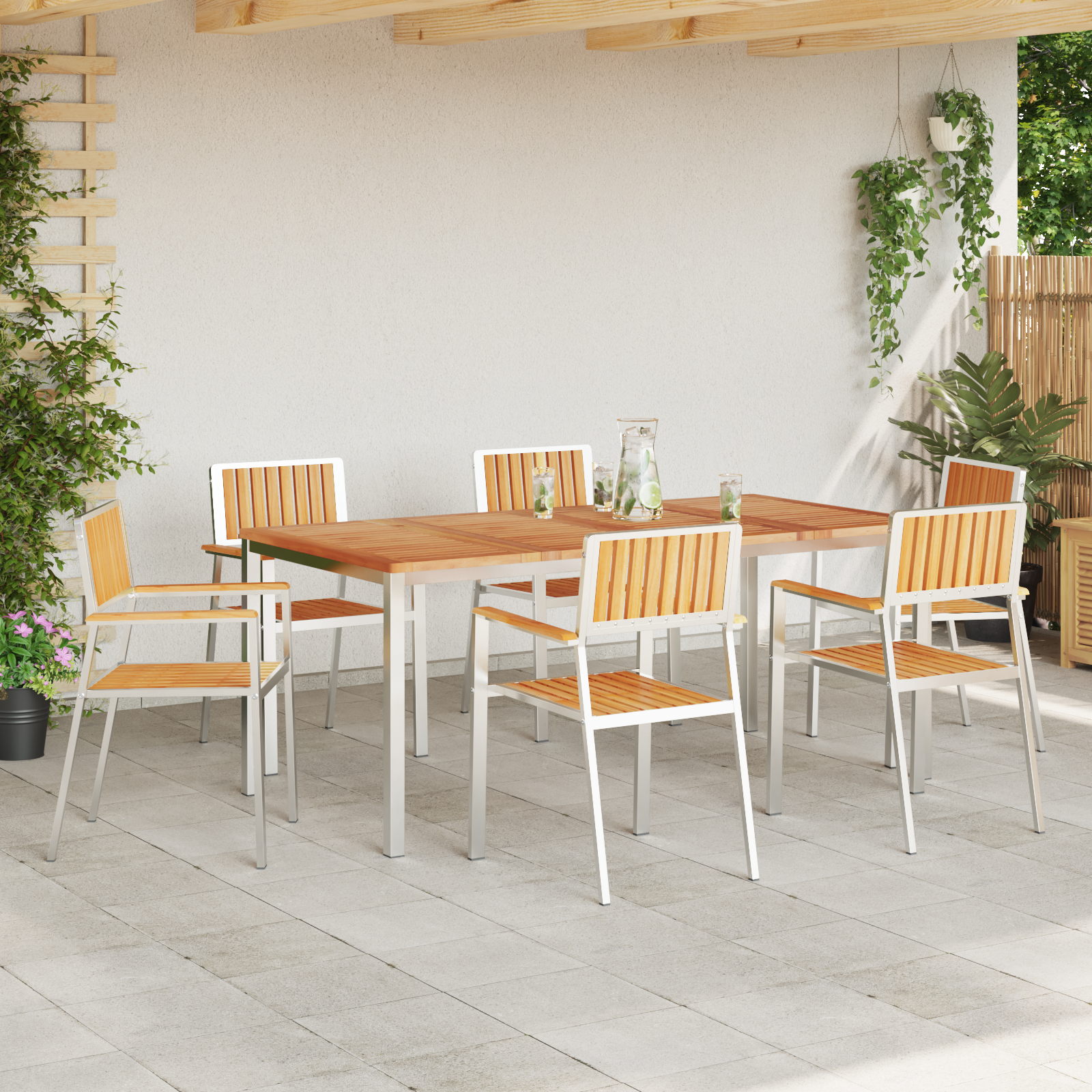 vidaXL Tuinstoelen 6 st stapelbaar 54,5x56x87 cm massief teakhout
