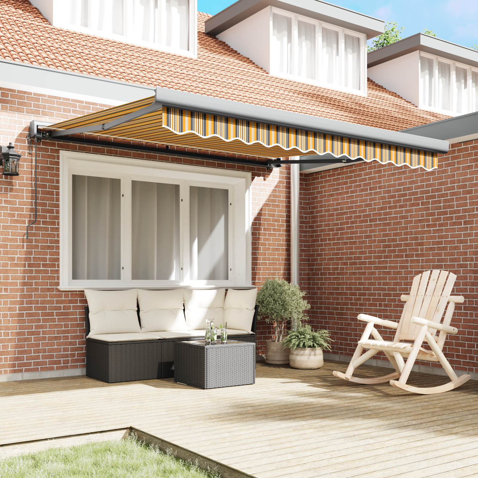 vidaXL Automatische Inklapbare Luifel Multikleur Streep 300x250 cm