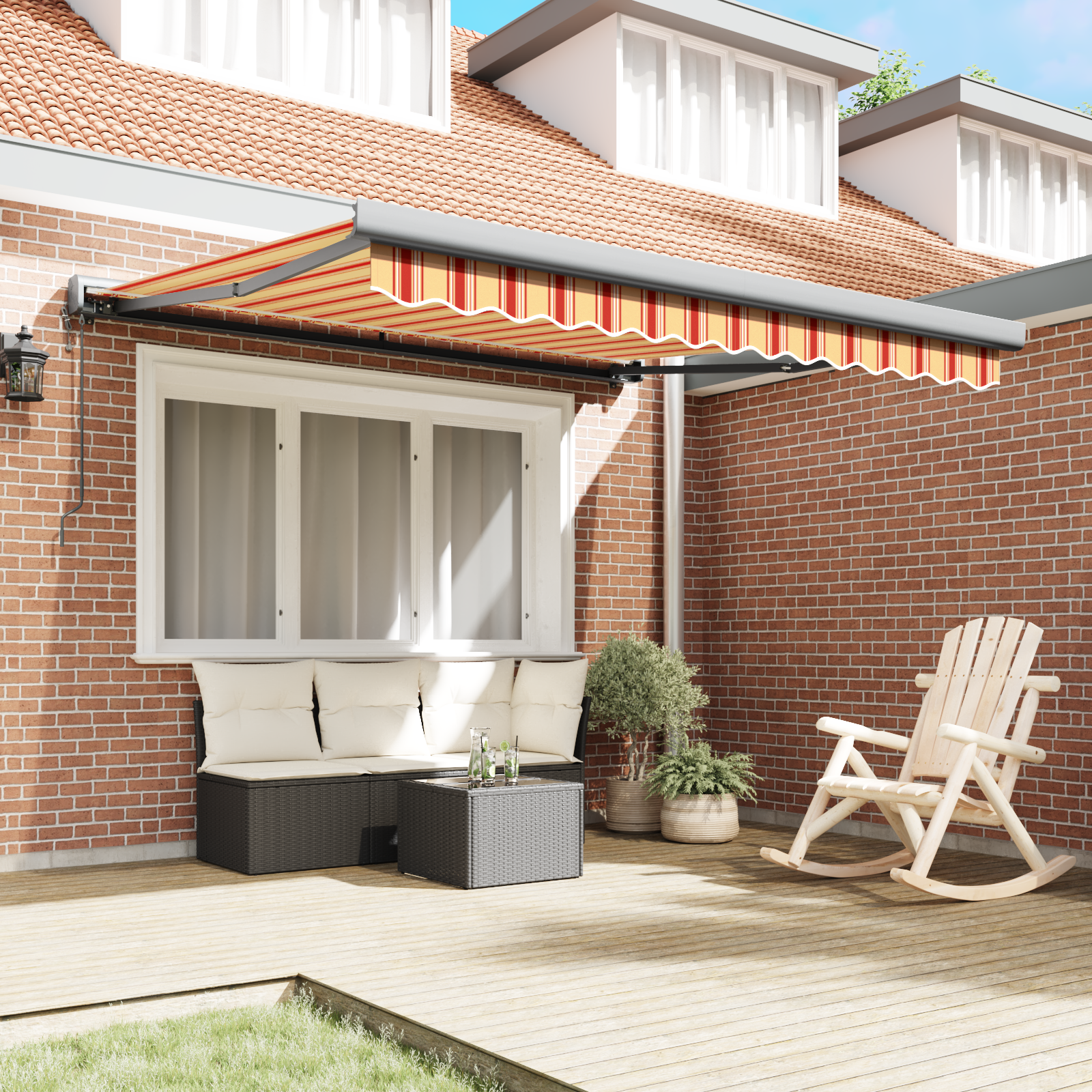 vidaXL Automatische Inklapbare Luifel Geel en Oranje 300x250 cm