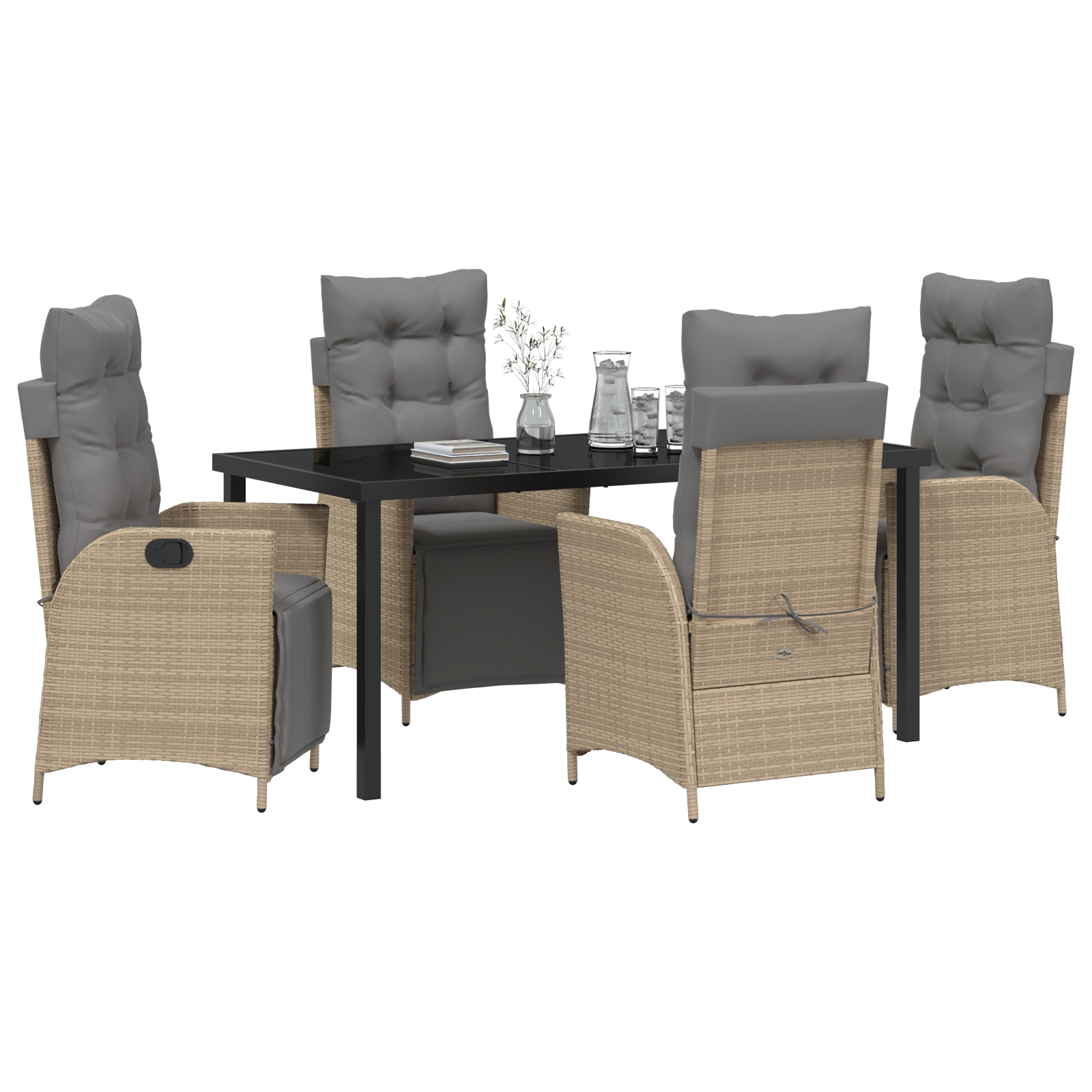 vidaXL 5-delige tuinset met beige poly rattan
