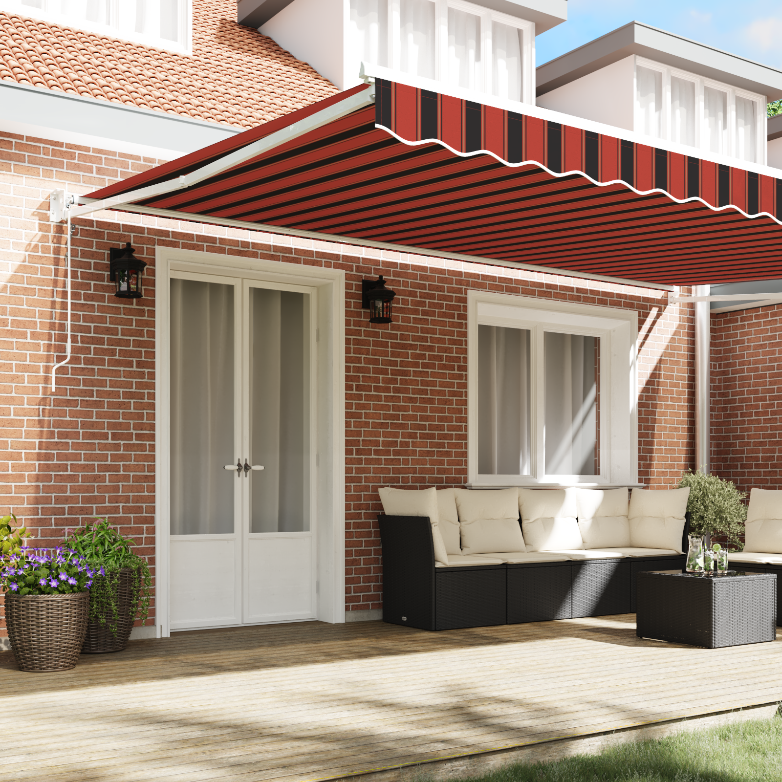 vidaXL Automatische Uittrekbare Terraszonwering Oranje en Bruin 500x300 cm