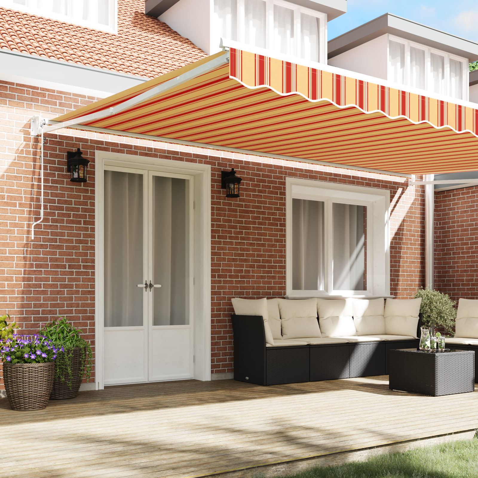 vidaXL Automatische Uittrekbare Zonneschaduw Geel en Oranje 500x300 cm