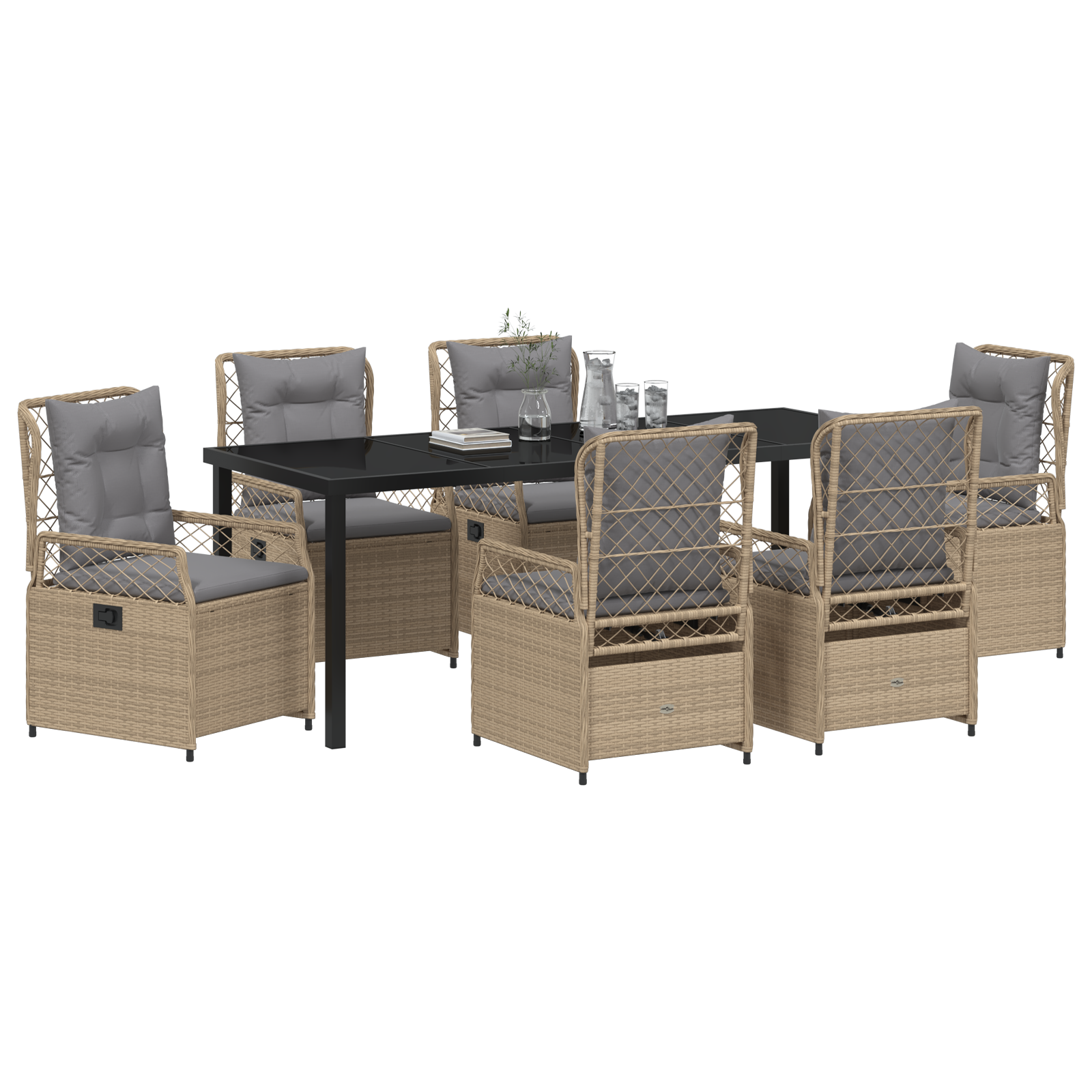 vidaXL 7-delige tuinset Beige Poly Rattan