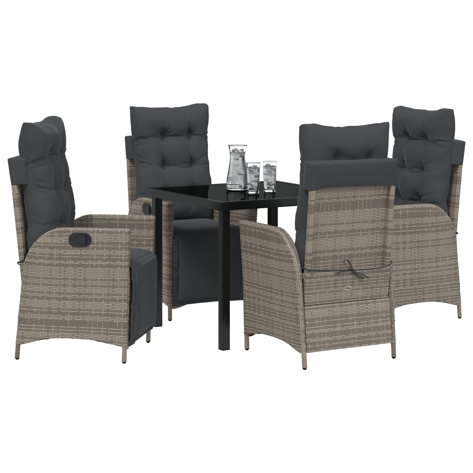 vidaXL 5-delige Tuin Eetset Grijze Poly Rattan