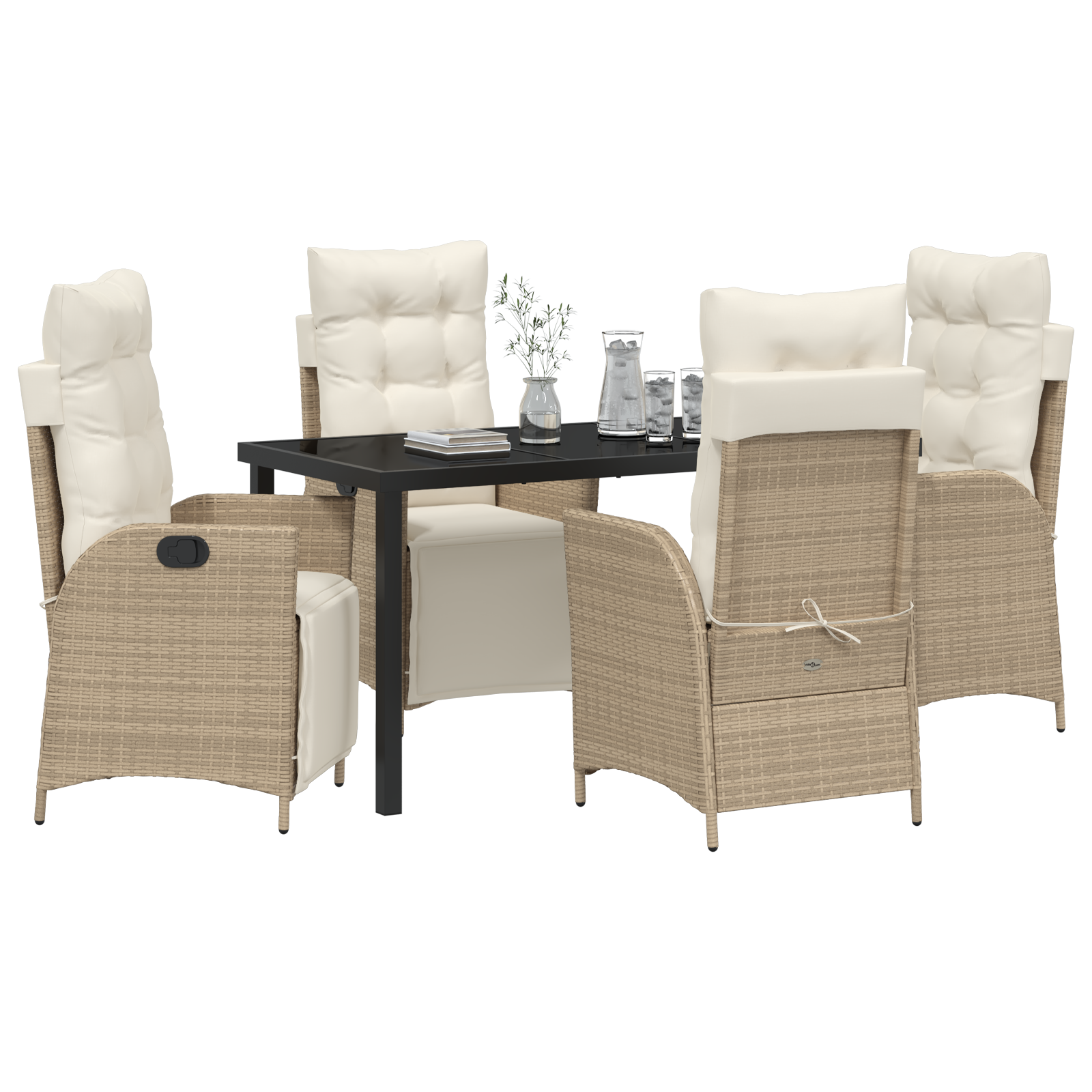 vidaXL 5-delige tuin eetset Beige Poly Rattan