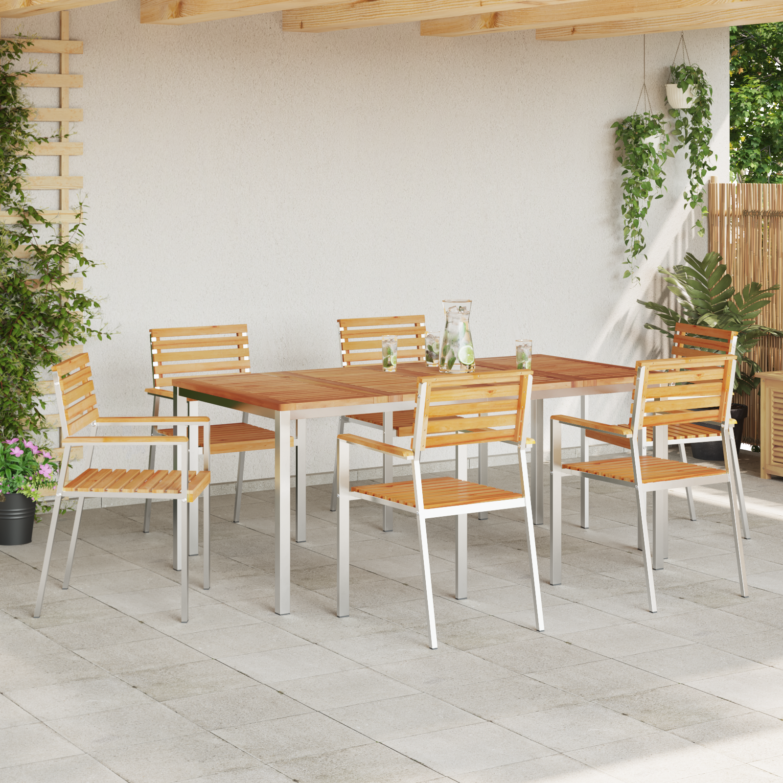 vidaXL Stapelbare Tuinstoelen 6 stuks 54,5x56x89 cm Massief Teakhout