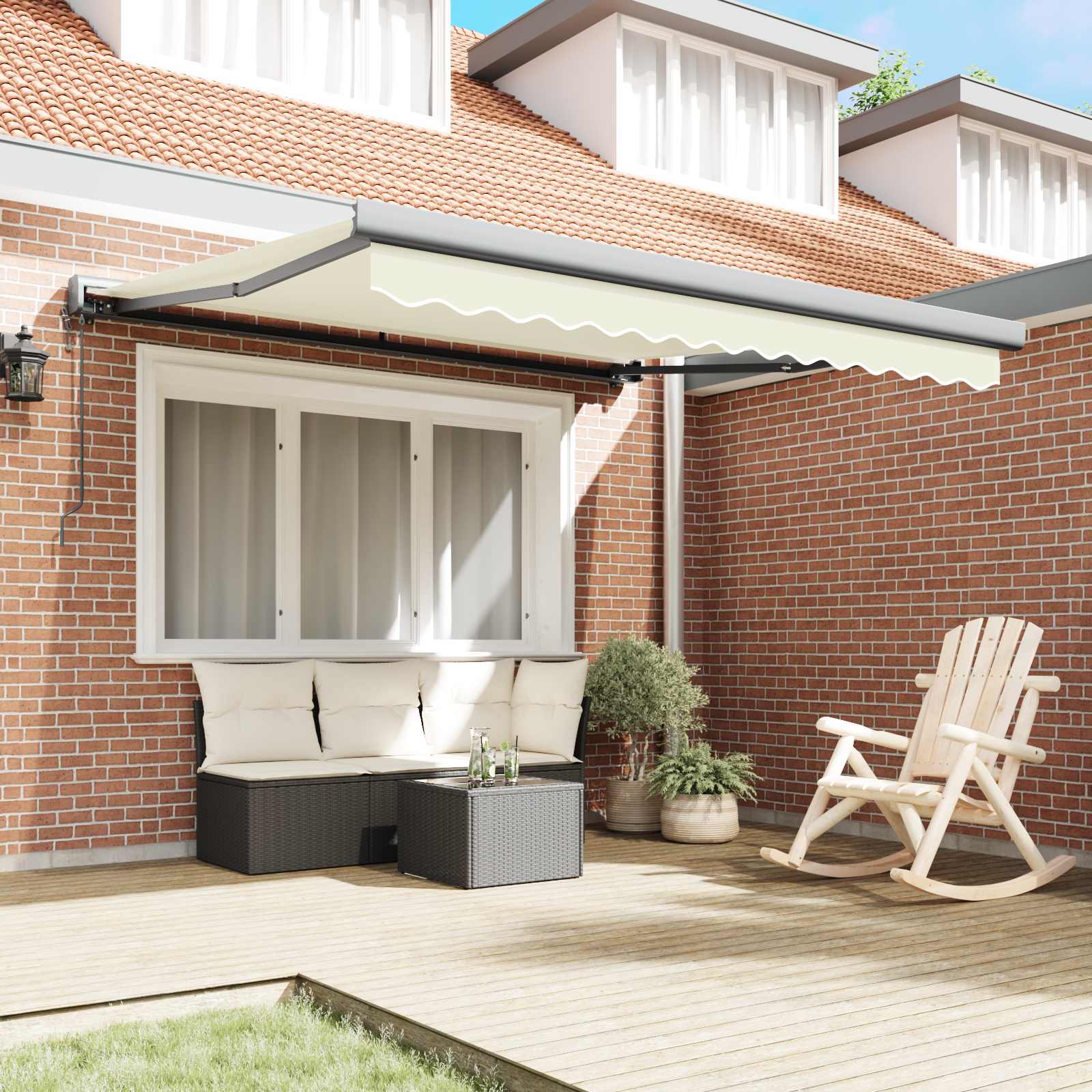 vidaXL Automatische intrekbare luifel crème 300x250 cm