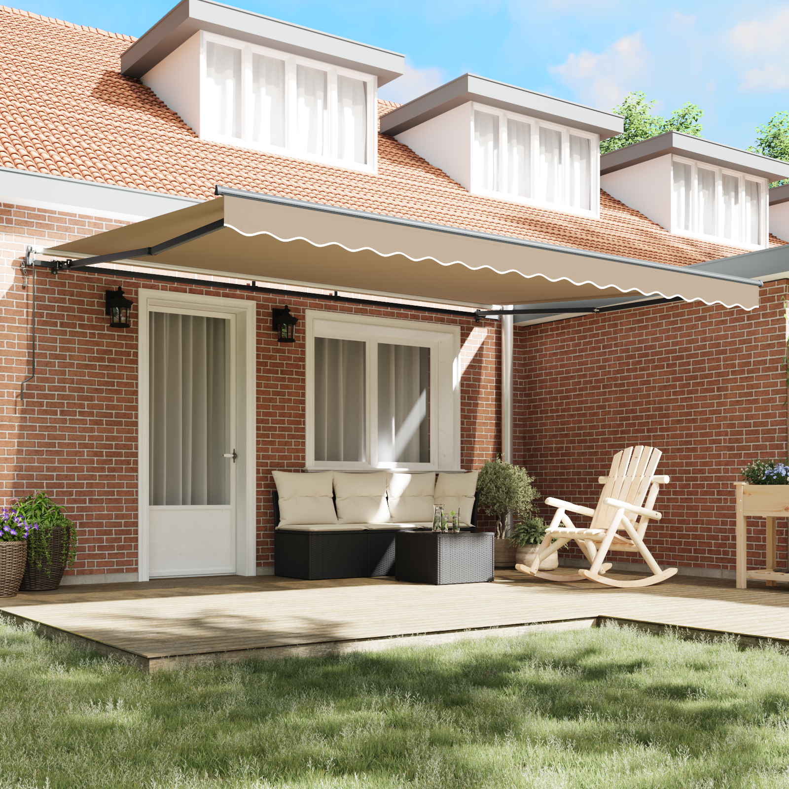 vidaXL Automatische Inklapbare Luifel Beige 450x300 cm