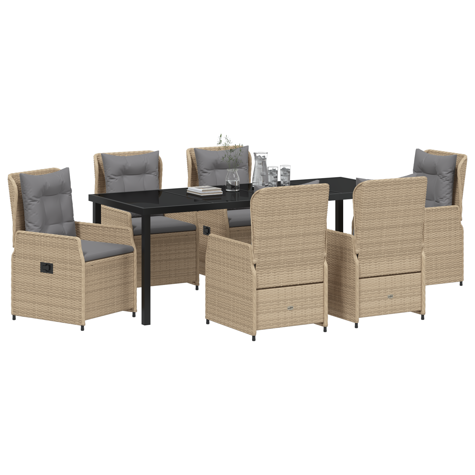 vidaXL 7-delige tuinset Beige Poly Rattan
