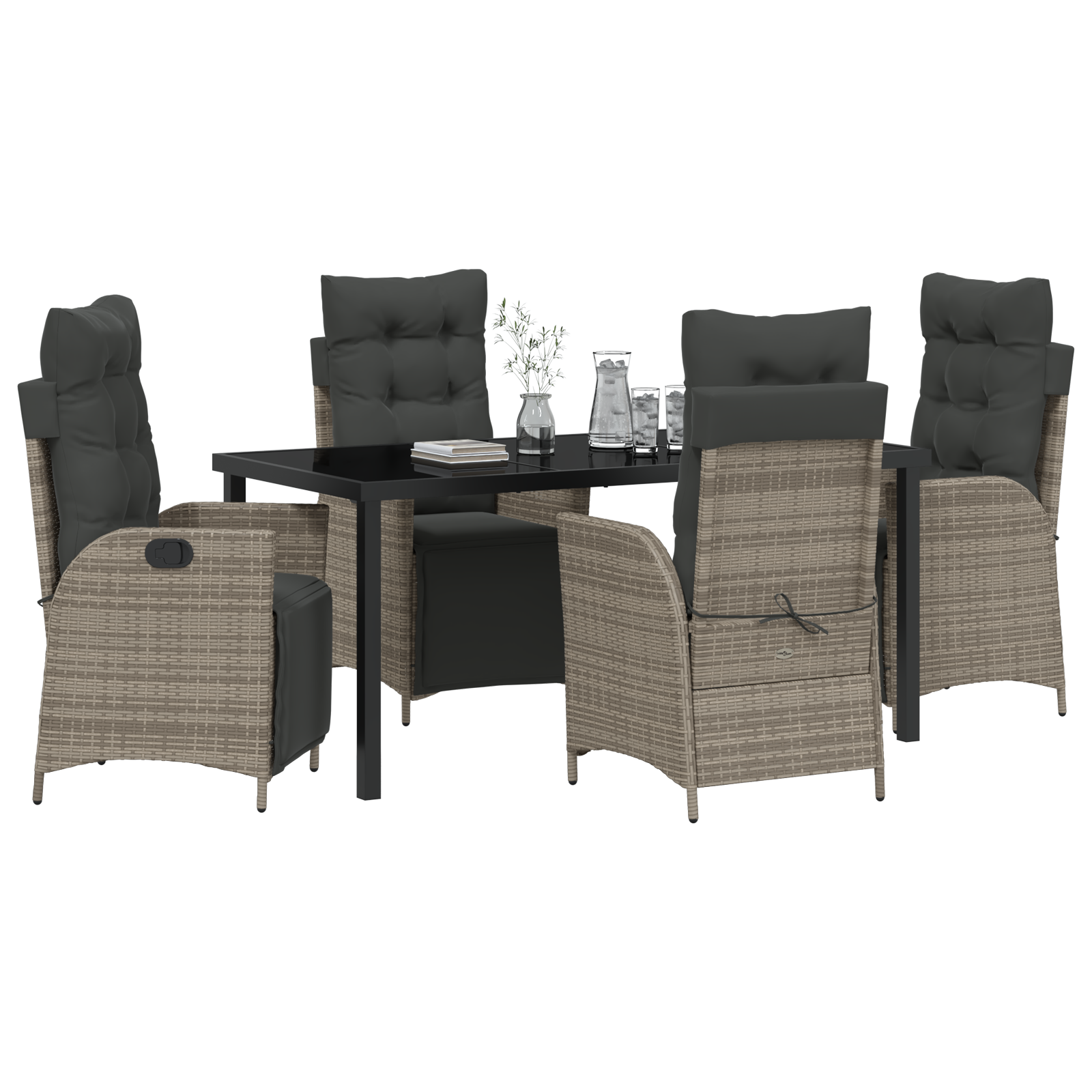 vidaXL 5-delige tuinset Grijs Poly Rattan