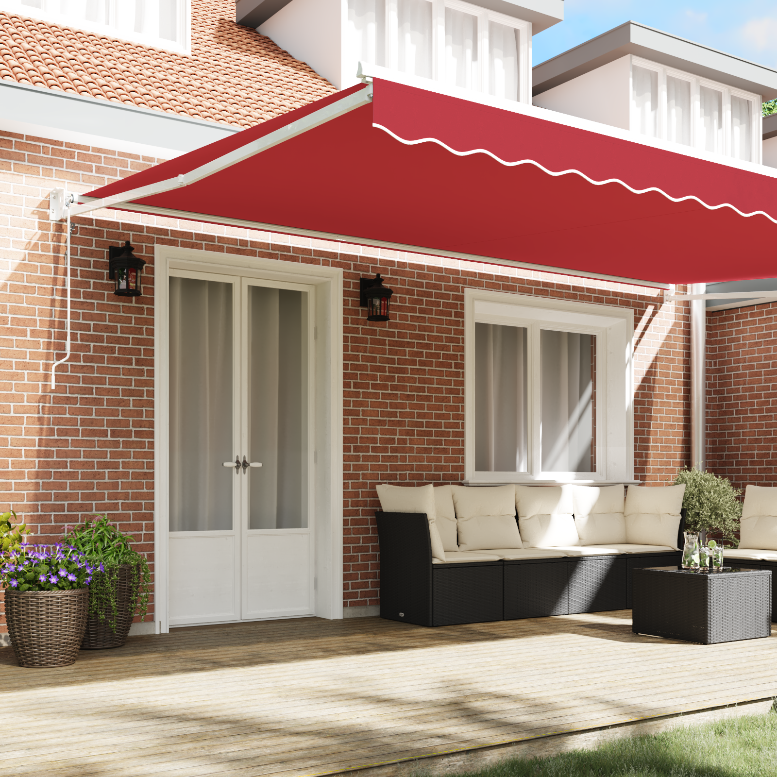 vidaXL Automatische Uittrekbare Luifel Rood 500x300 cm