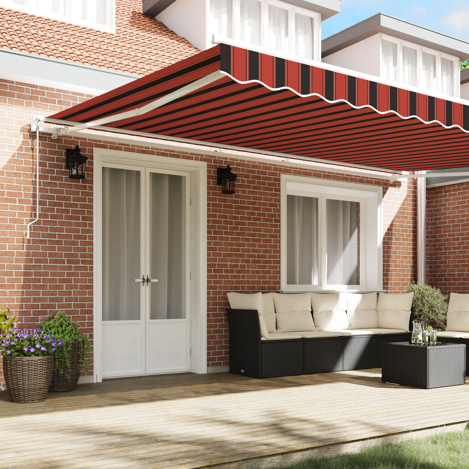 vidaXL Automatische Opvouwbare Luifel Oranje en Bruin 500x300 cm