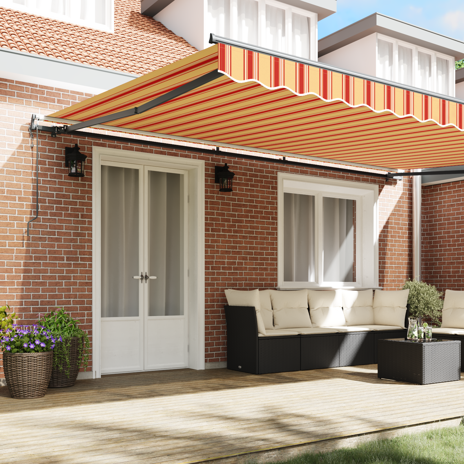 vidaXL Automatische Inklapbare Luifel Geel en Oranje 500x300 cm