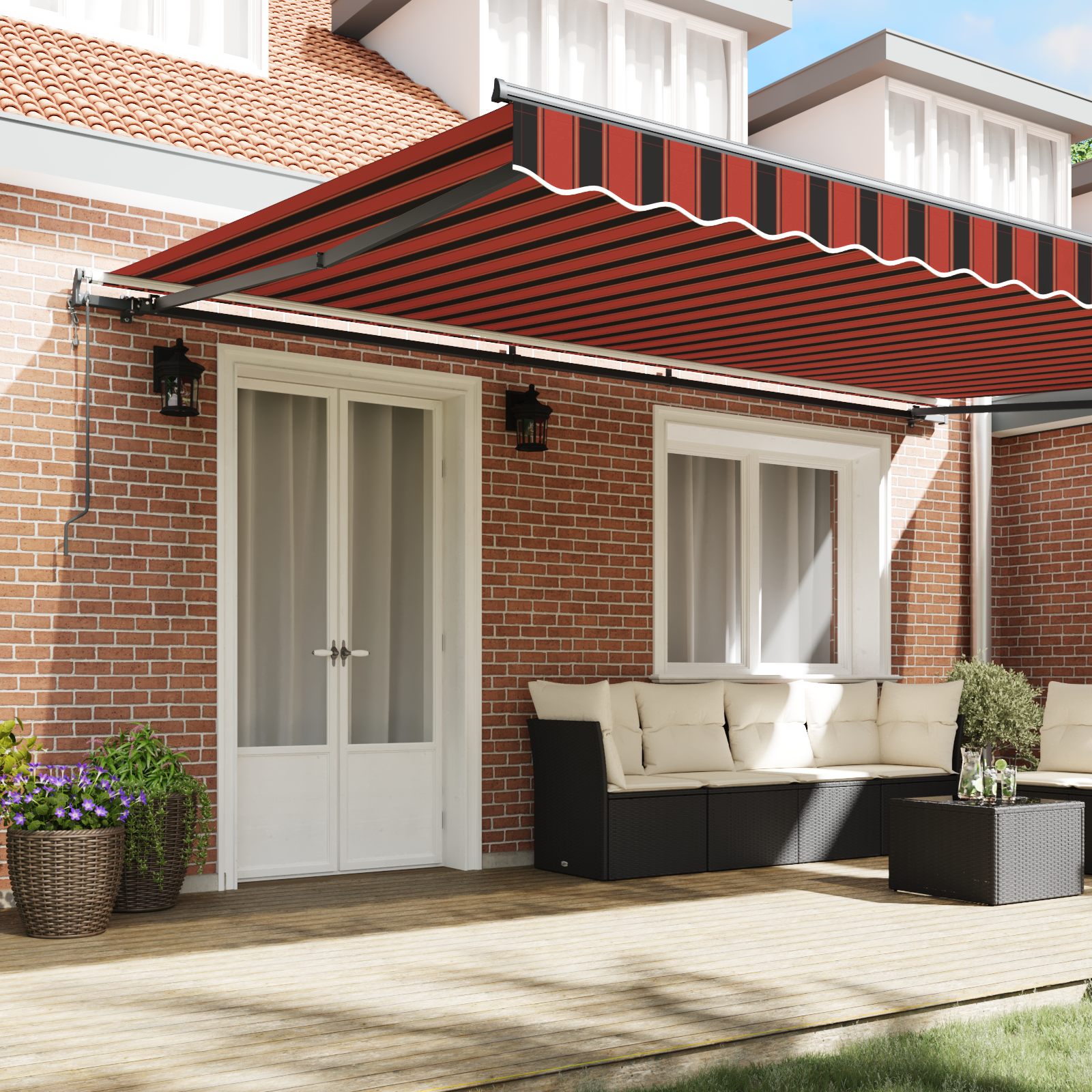 vidaXL Automatische Intrekbare Luifel Oranje en Bruin 500x300 cm