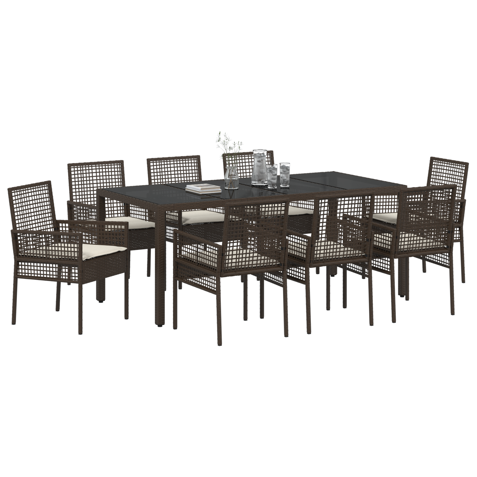 vidaXL 9-delige Tuinset Bruin Rattan