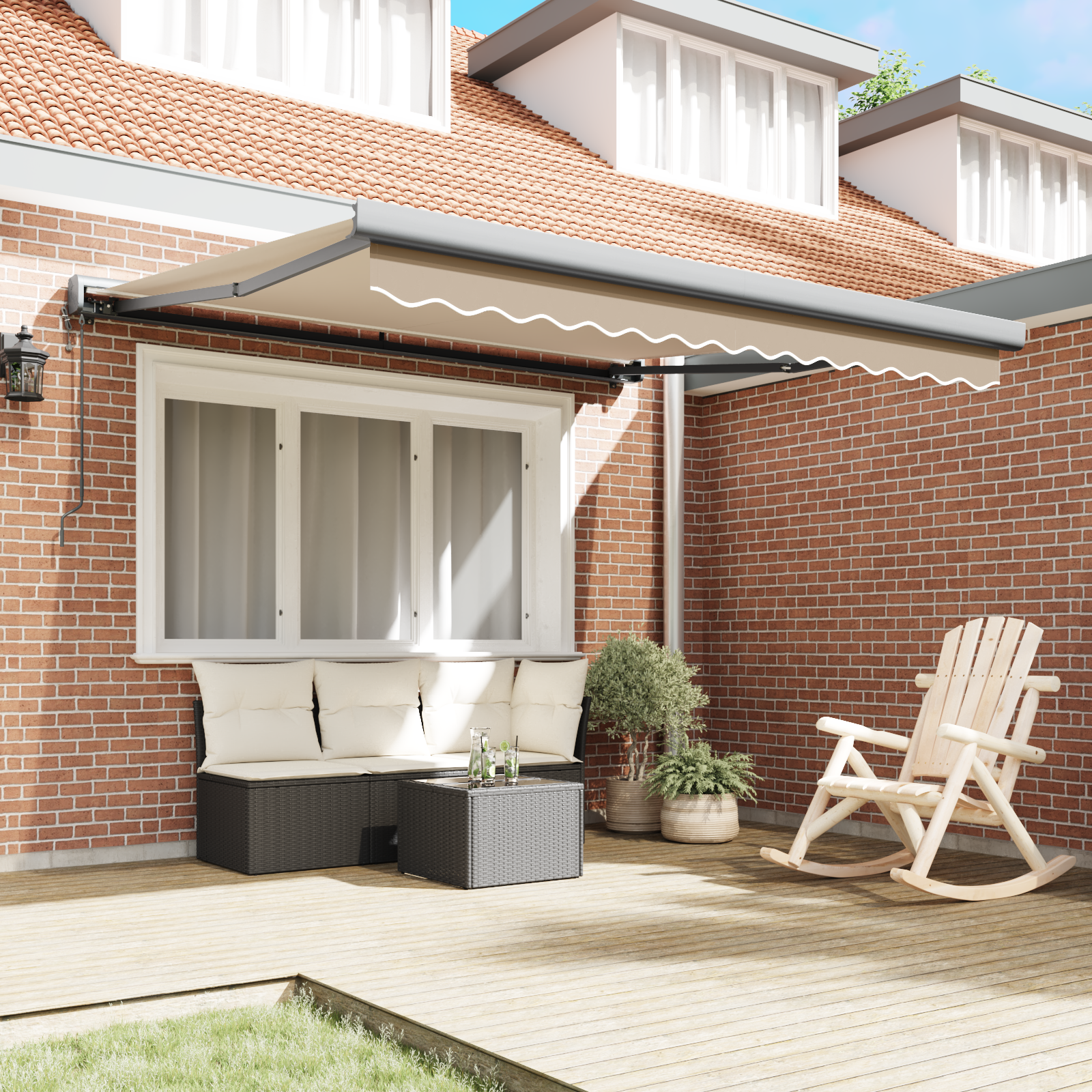 vidaXL Luifel automatisch uitschuifbaar 350x250 cm beige