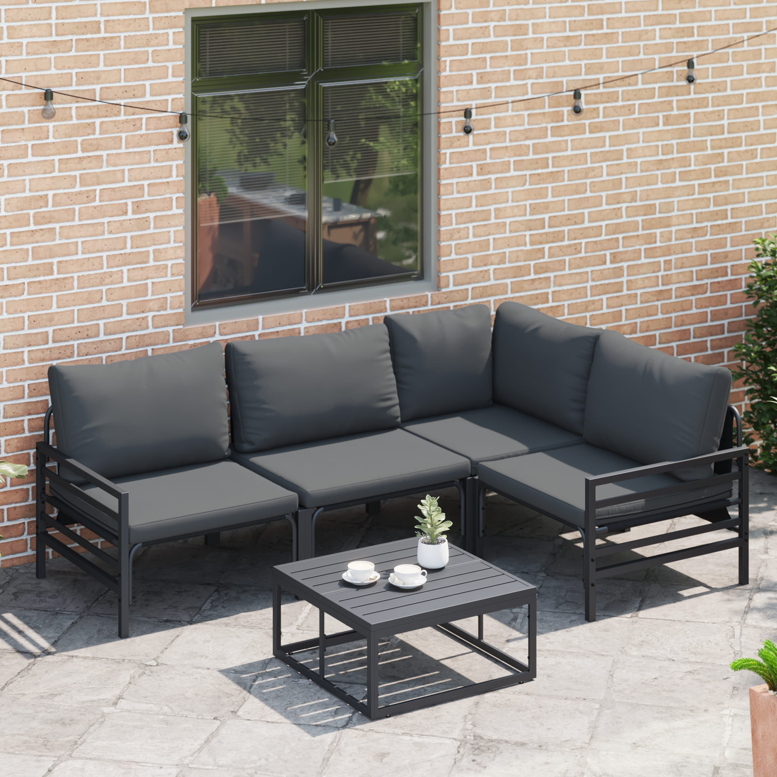vidaXL Tuin Sofa Set 6 pcs Antraciet Staal