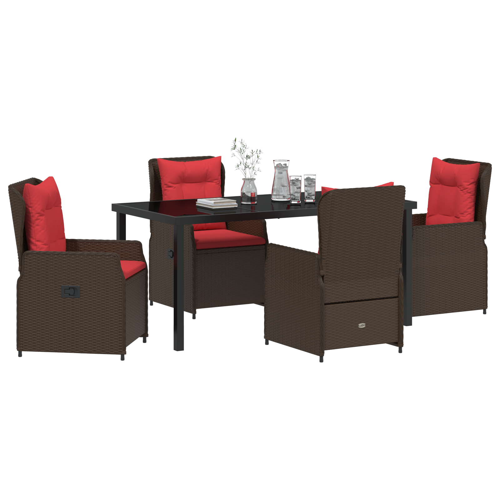 vidaXL 5-delige Tuin Eetset Bruin Poly Rattan