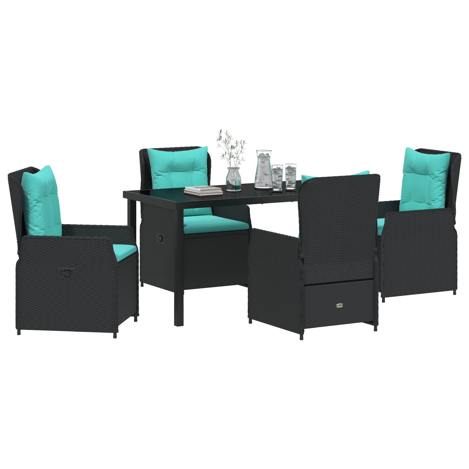 vidaXL 5-delige tuinset Zwart Poly Rattan