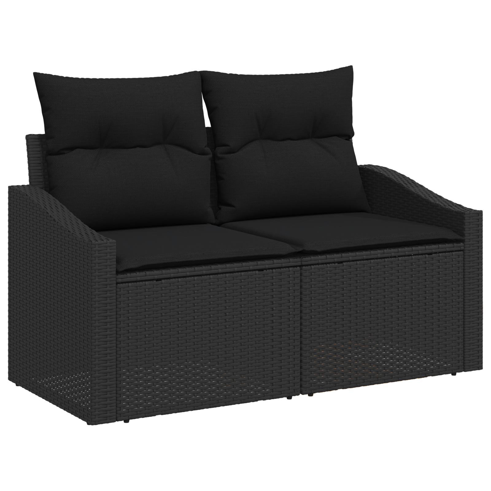 vidaXL 6-delige tuinbankset met kussens zwart poly rattan acacia