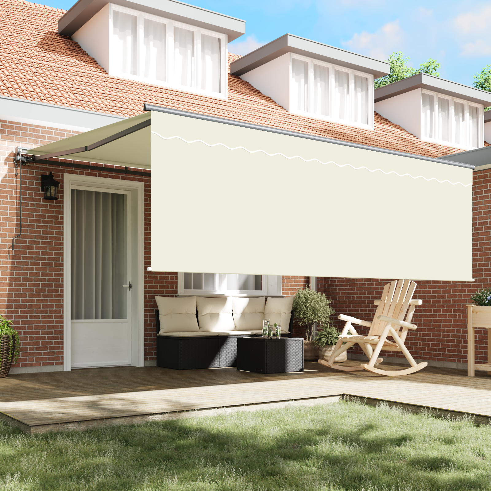 vidaXL Automatische intrekbare luifel Crème 350x250 cm