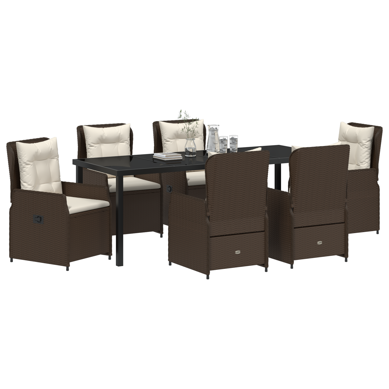 vidaXL 7-delige Tuinset Bruin Poly Rattan