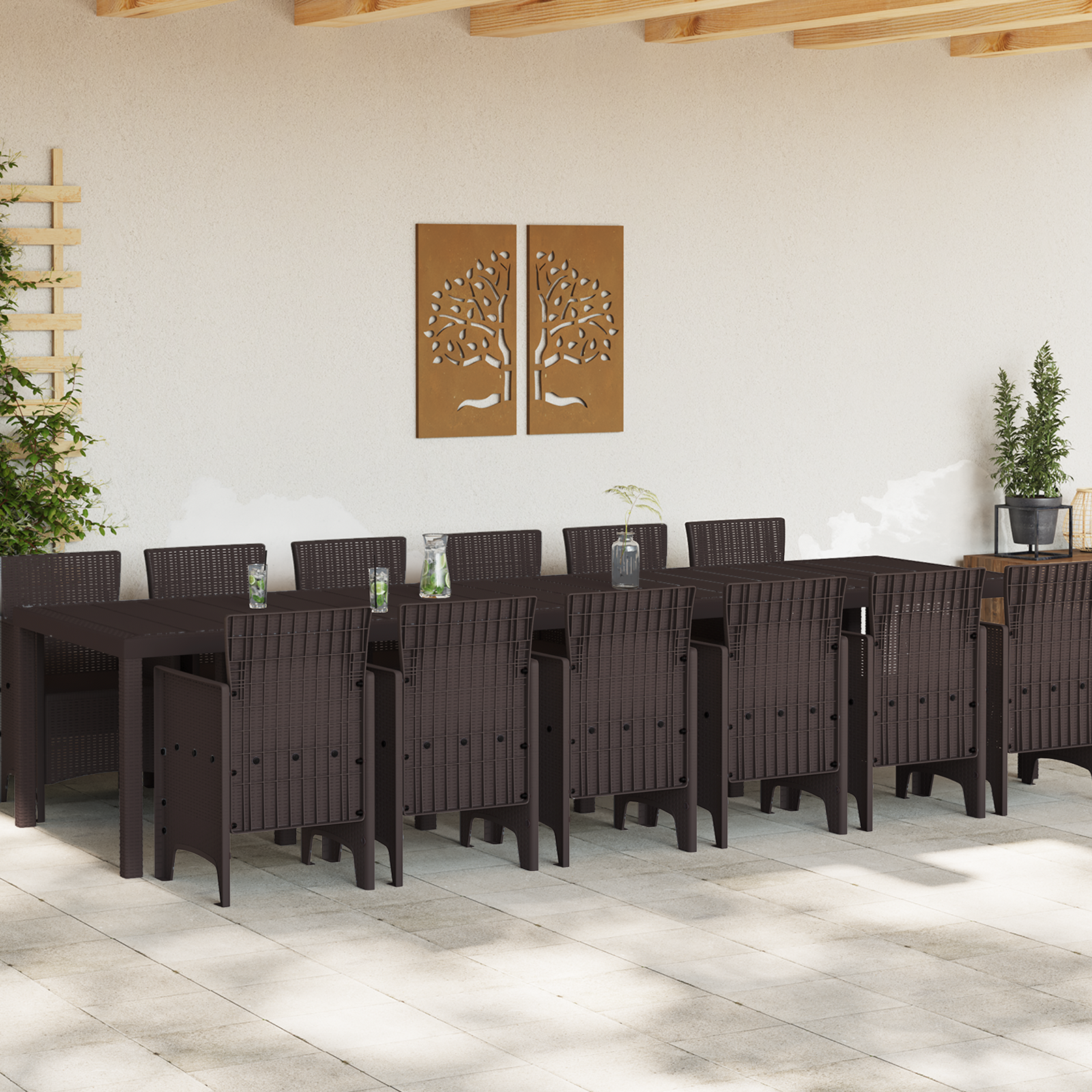 vidaXL 13-delige Tuinset poly rattan bruin