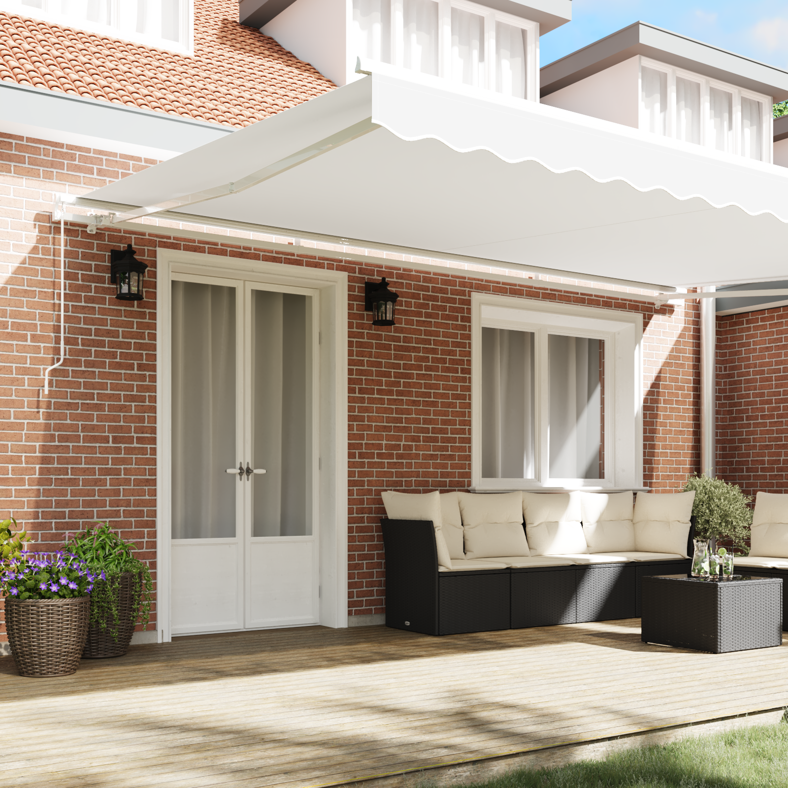 vidaXL Handmatige Uittrekbare Zonwering Wit 500x350 cm