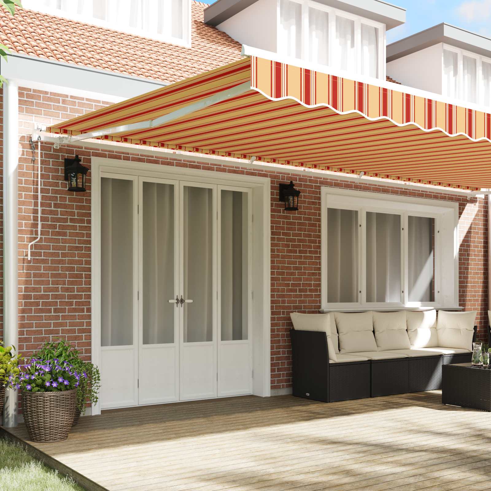 vidaXL Automatische Inklapbare Luifel Geel en Oranje 600x300 cm