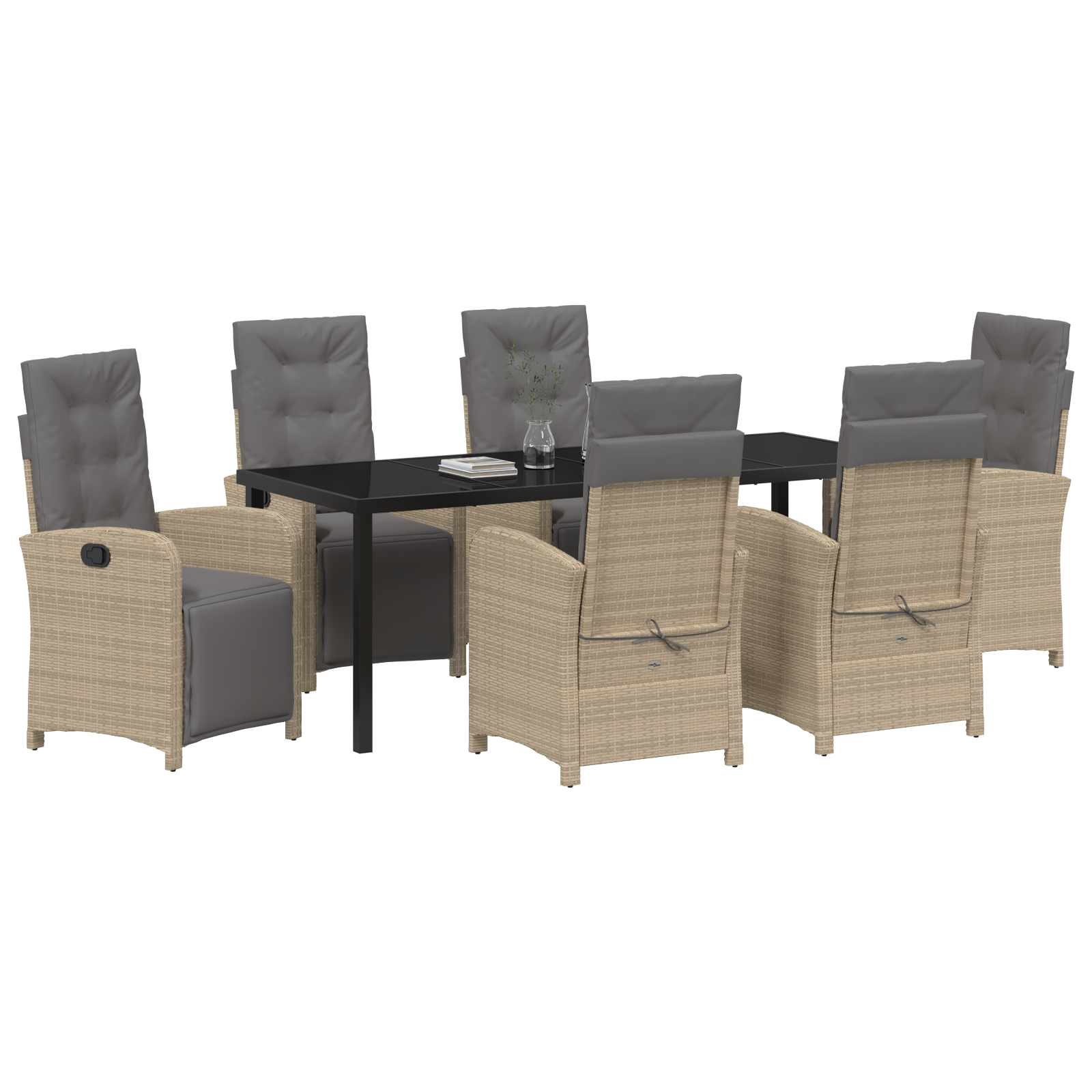 vidaXL 7-delige tuinset met kussens – Beige Poly Rattan