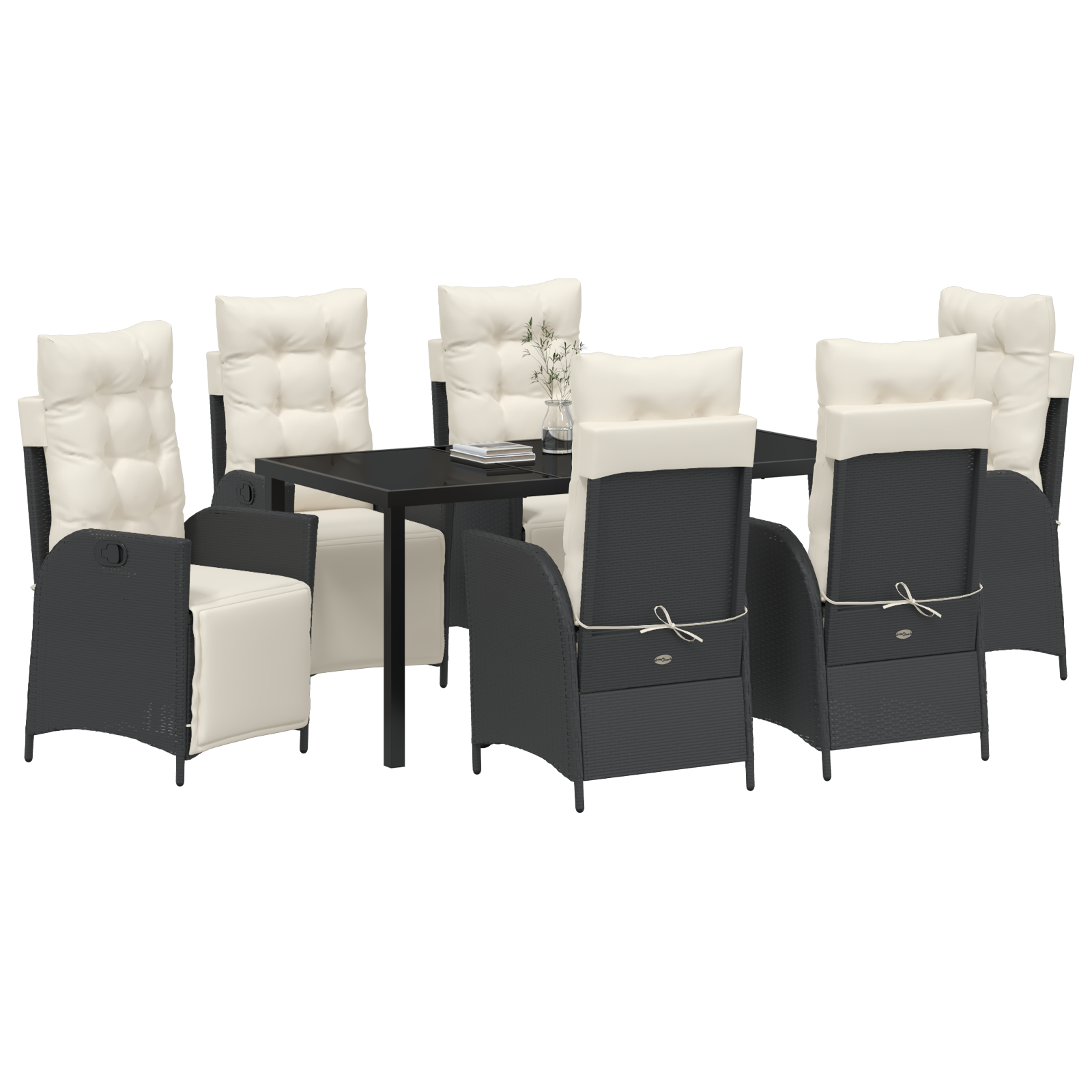vidaXL 7-delige tuinset zwart poly rattan