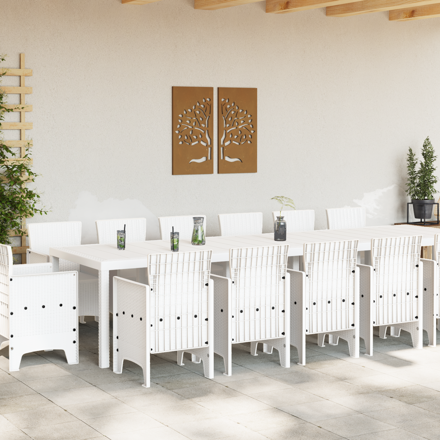 vidaXL 15-delige Tuinset poly rattan wit