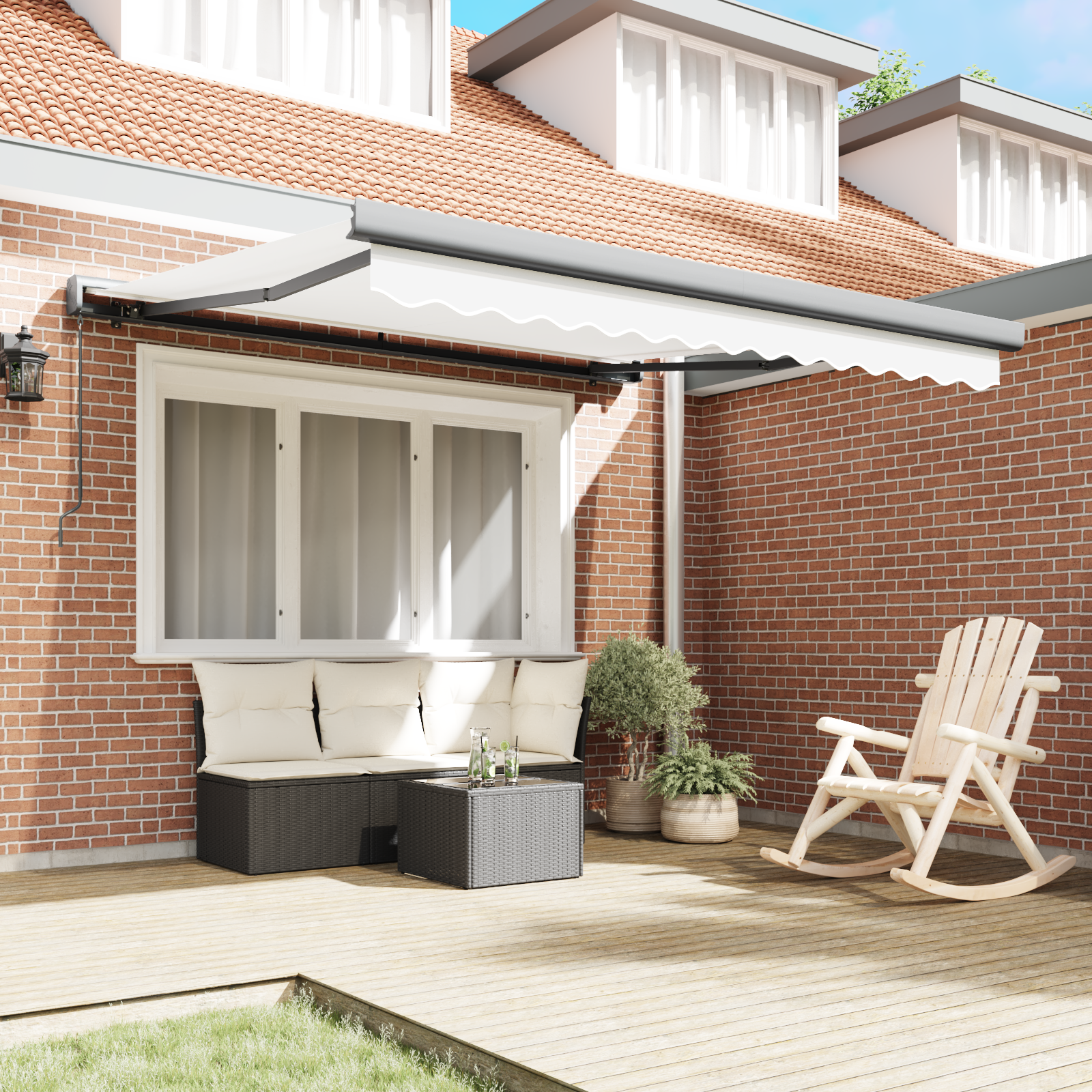 vidaXL Luifel handmatig uitschuifbaar 350x250 cm wit