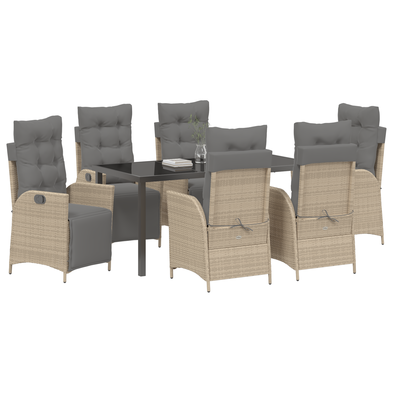 vidaXL 7-delige tuinset Beige Poly Rattan