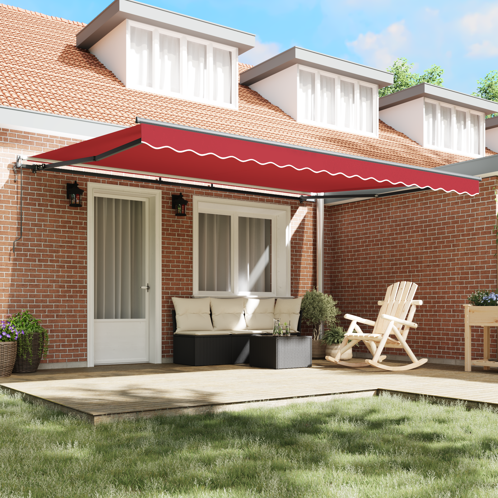 vidaXL Automatische Inklapbare Luifel Rood 450x350 cm