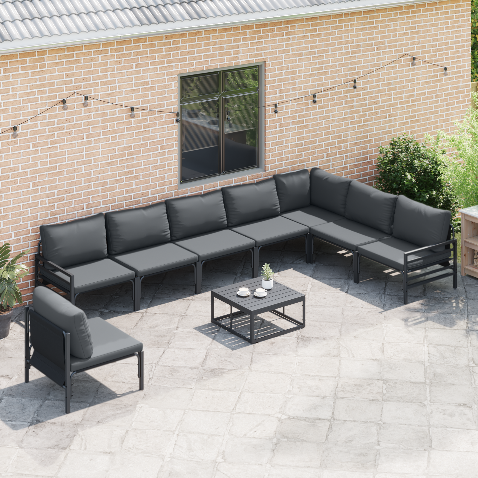 vidaXL Tuin Sofa Set 8 pcs Antraciet Staal