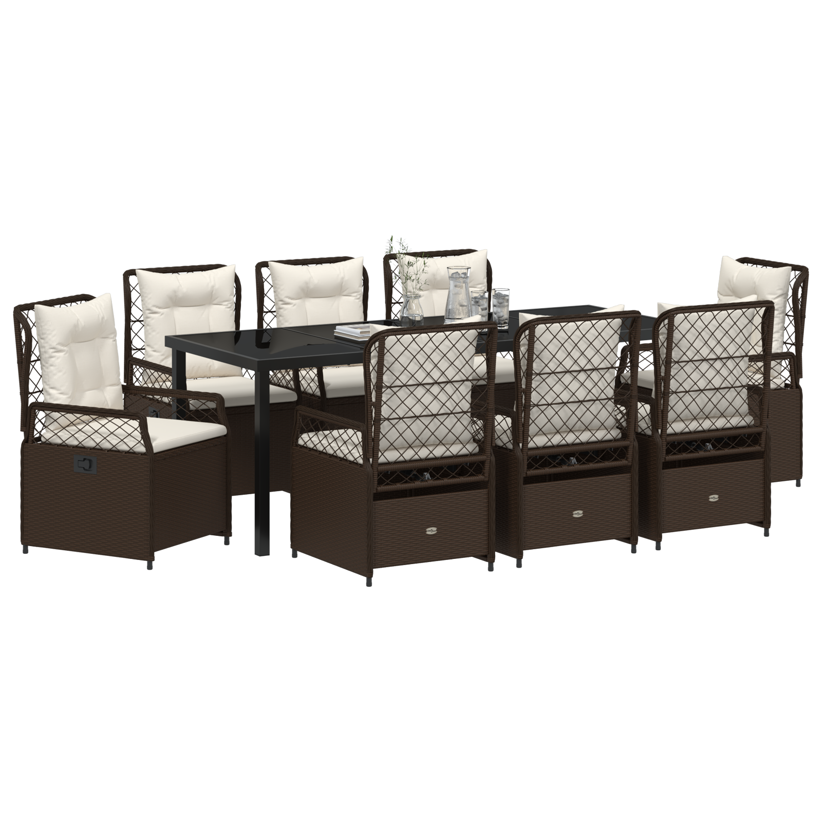 vidaXL 9-delige Tuin Eetset Bruin Poly Rattan