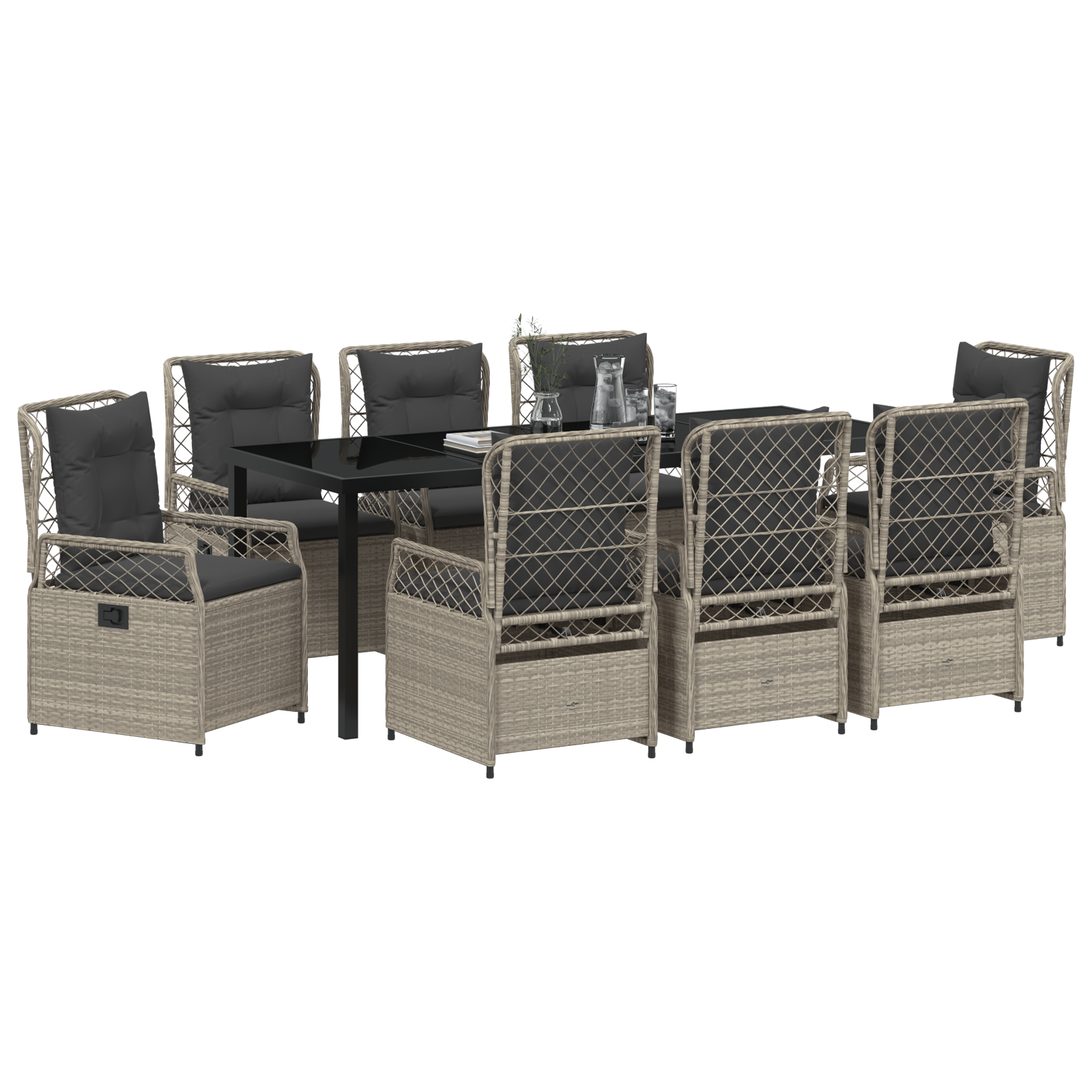 vidaXL 9-delige tuinset lichtgrijs poly rattan