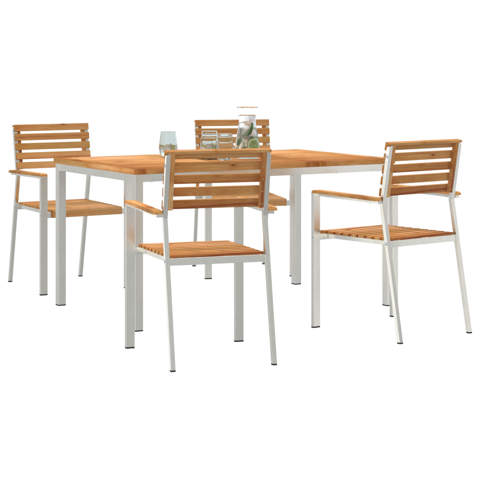 vidaXL 5-delige Tuinset massief teakhout