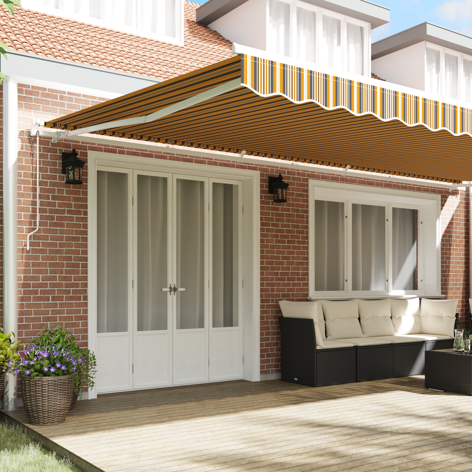 vidaXL Automatische Inklapbare Luifel Multicolor Stripe 600x300 cm