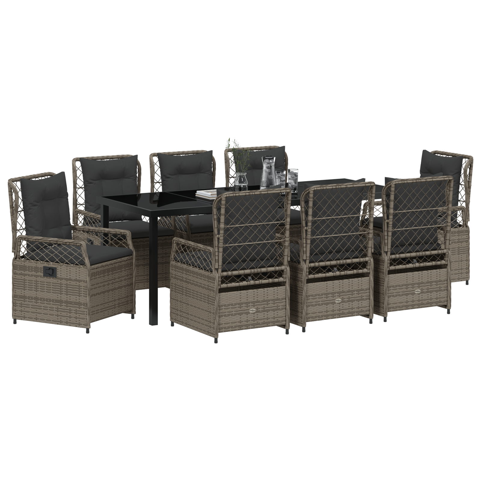 vidaXL 9-delige tuinset grijs poly rattan