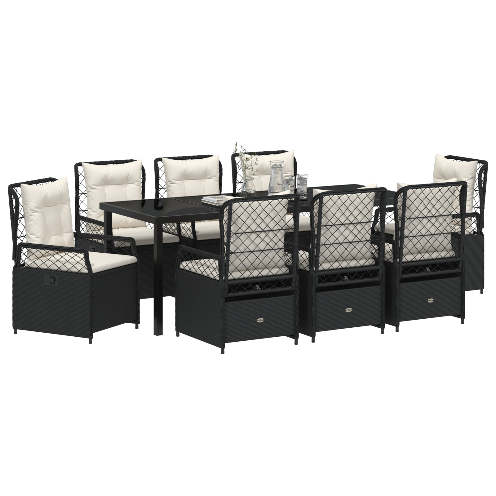 vidaXL 9-delige tuinset zwart poly rattan