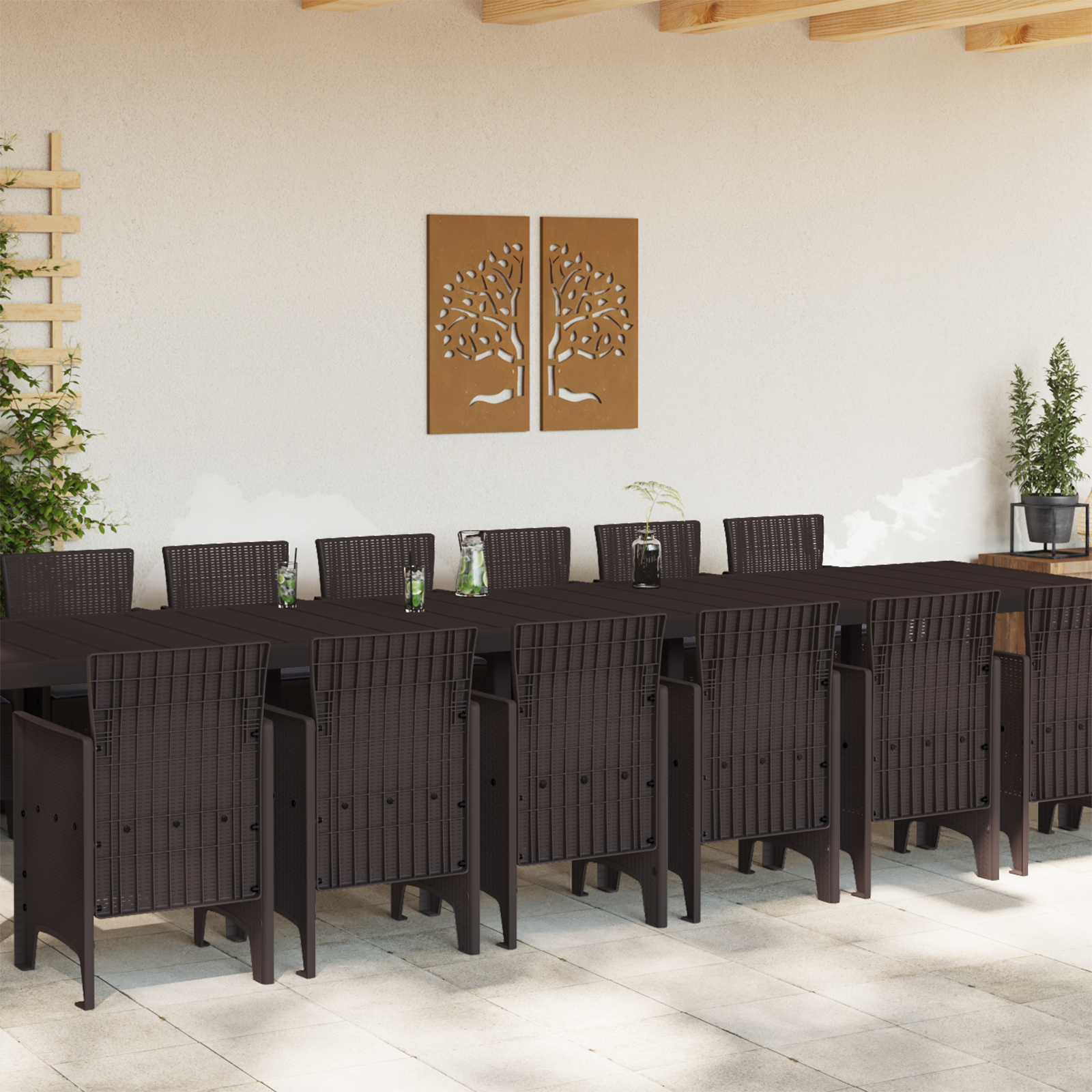 vidaXL 15-delige Tuinset met kussens poly rattan bruin