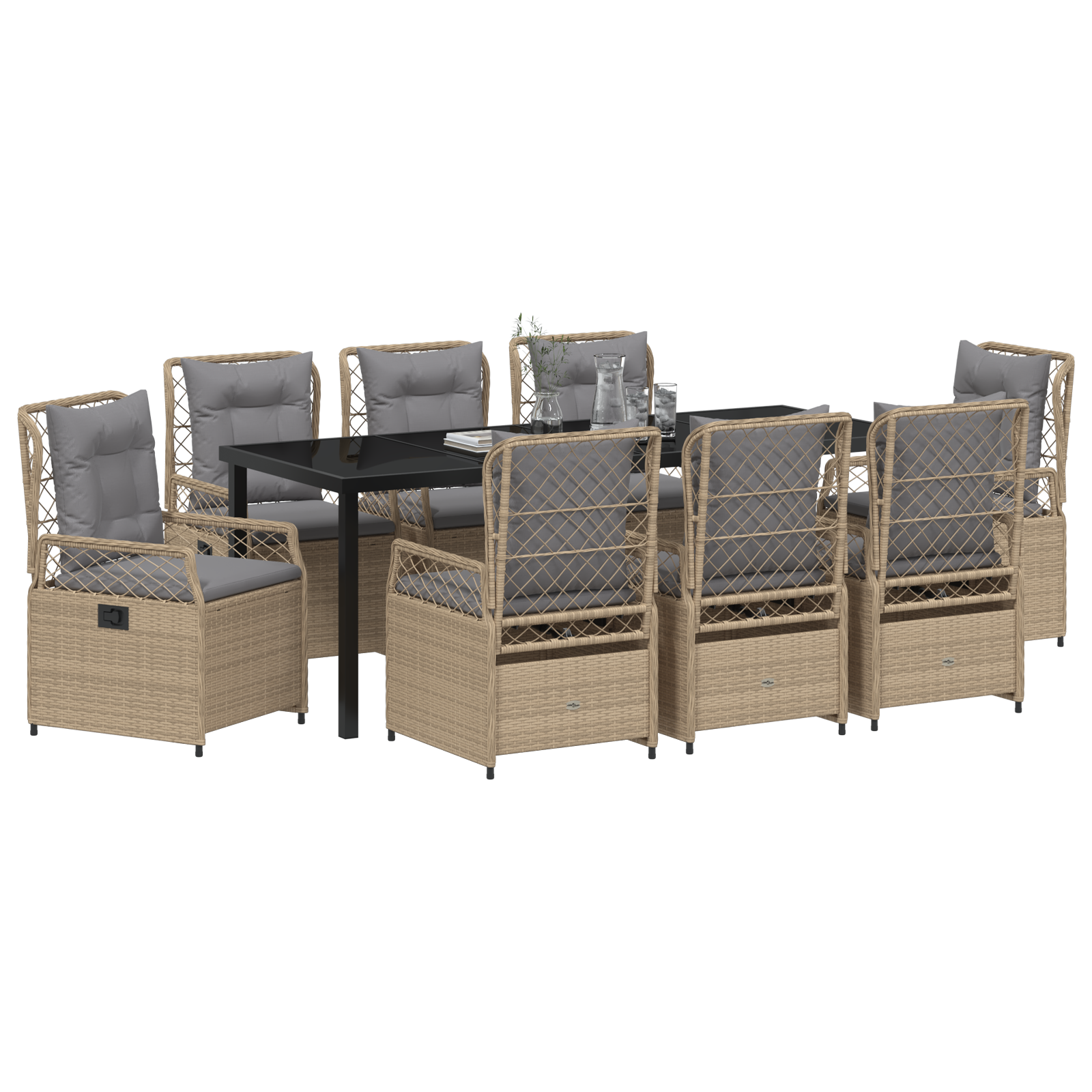vidaXL 9-delige tuinset beige poly rattan