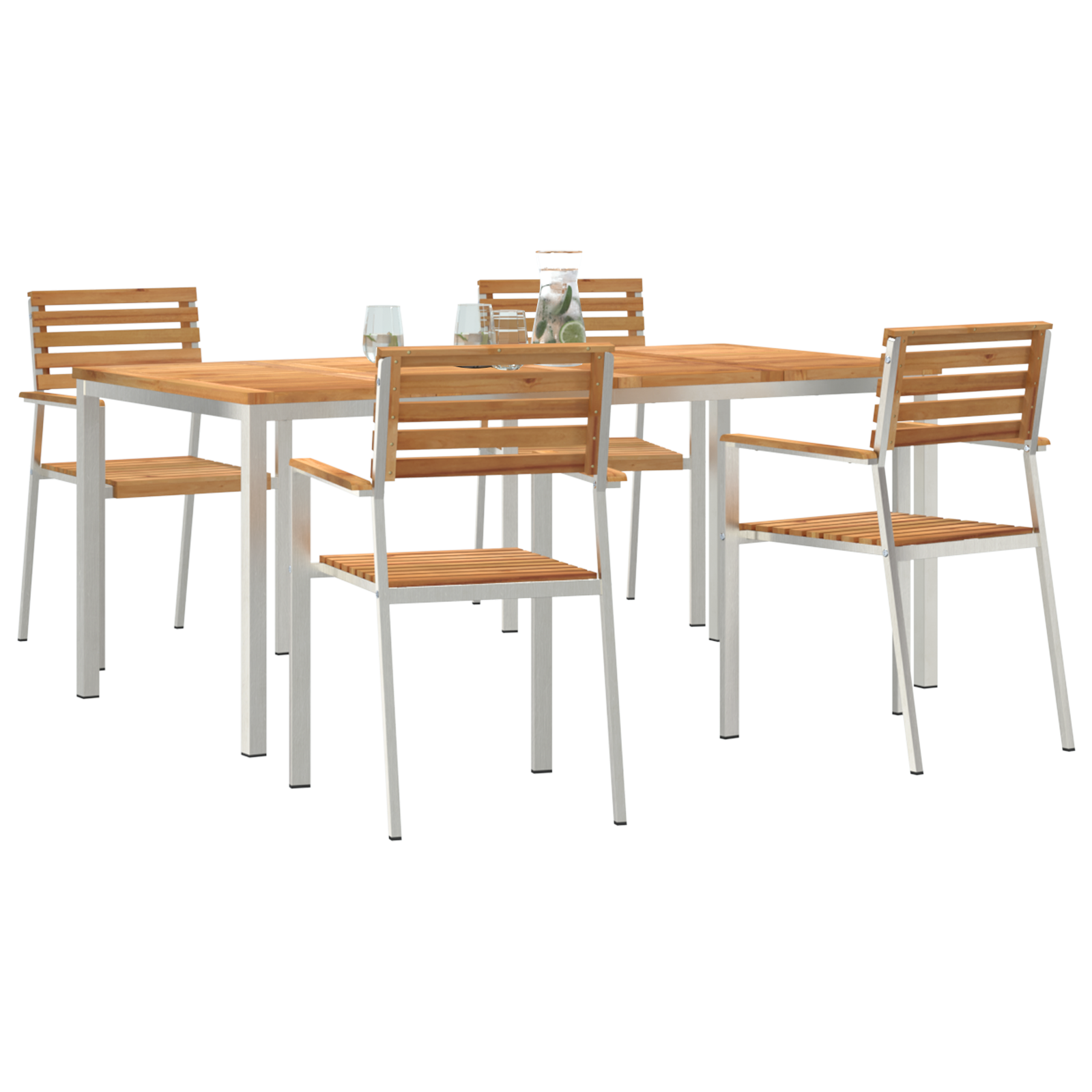 vidaXL 5-delige Tuinset massief teakhout