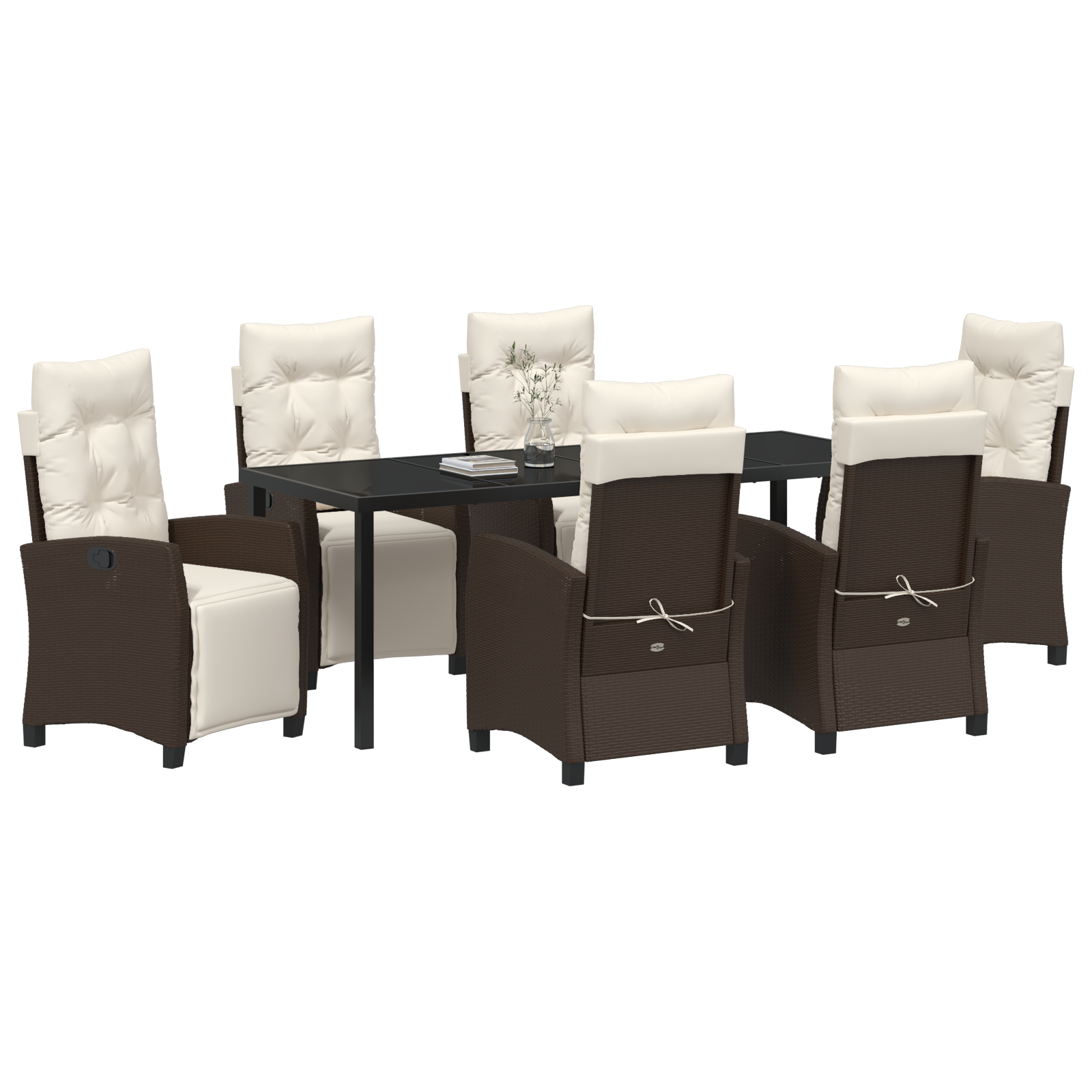 vidaXL 7-delige tuinset bruin poly rattan