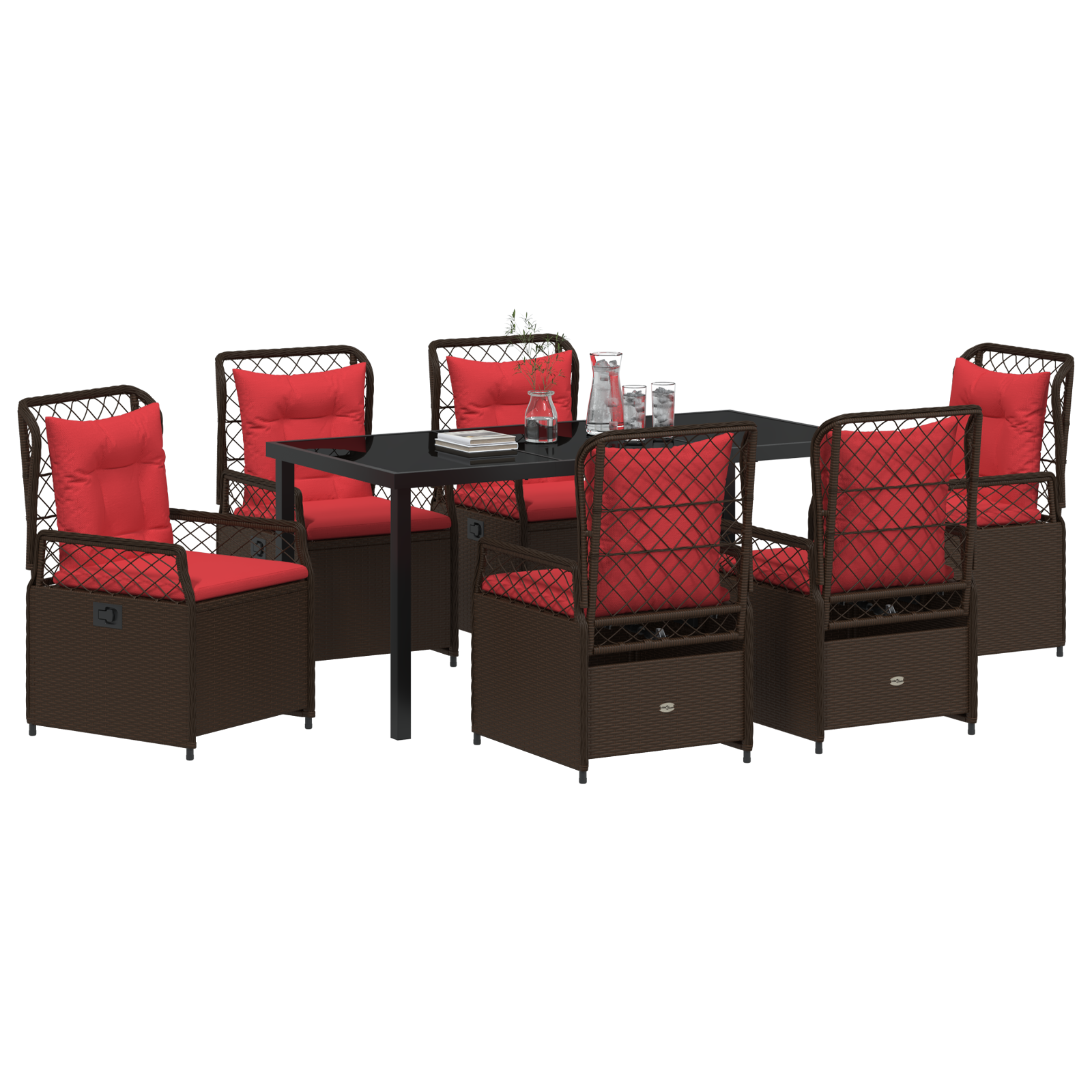 vidaXL 7-delige tuinset bruin poly rattan